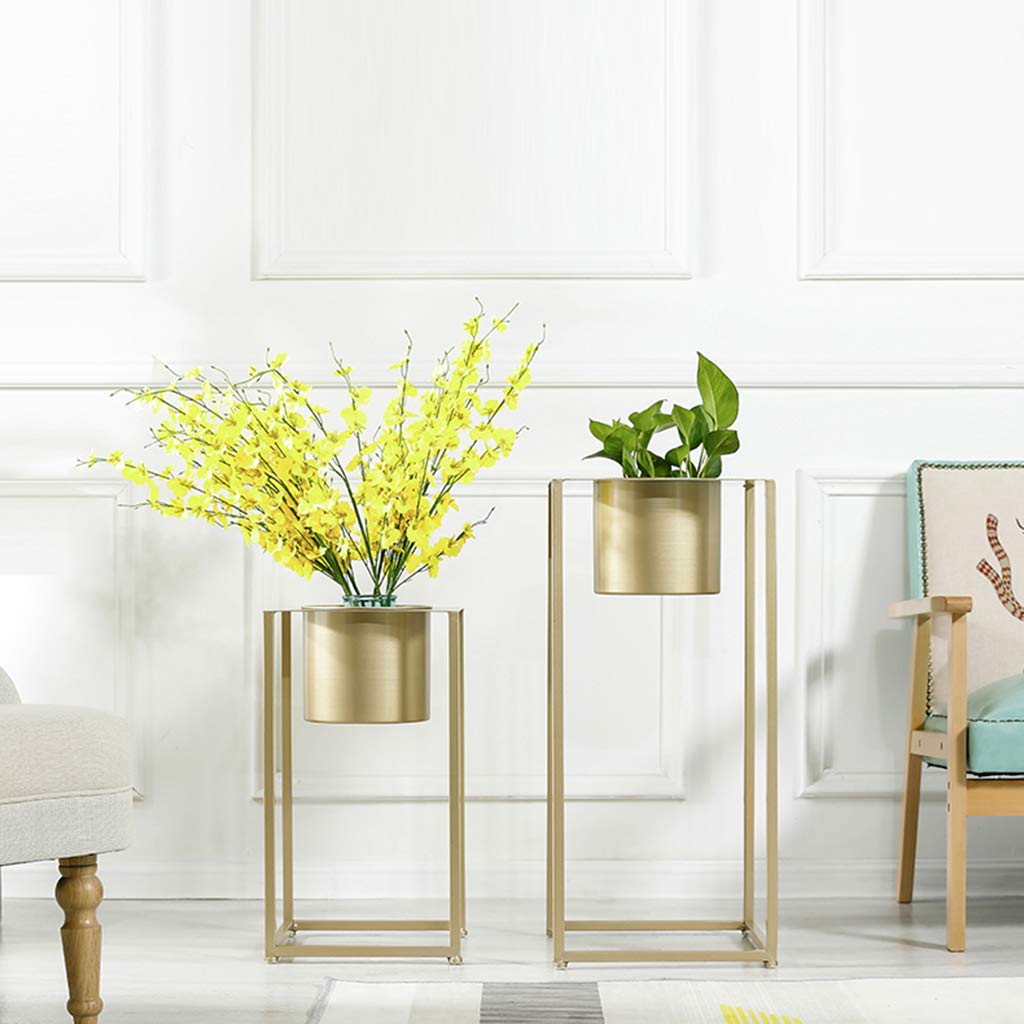 Metal Iron Flower Pot Holder - 55CM Floor Standing Plant Stand for Living Room, Balcony, Garden | Gold Art Shelf for Home Decor & Gardening Tools Storage