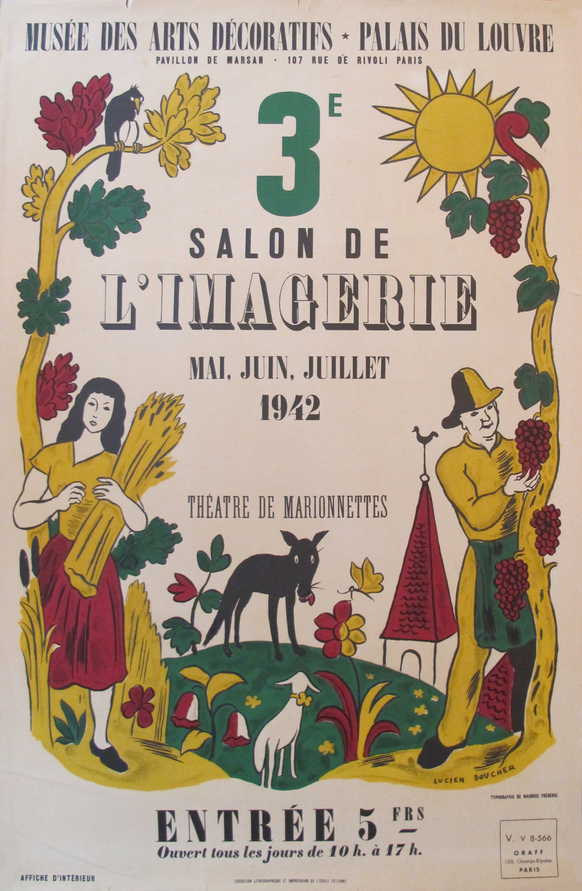 Vintage 1942 French Exhibition Poster - 3e Salon de l'Imagerie - Rare Retro Art Print for Home Decor & Office Wall Art