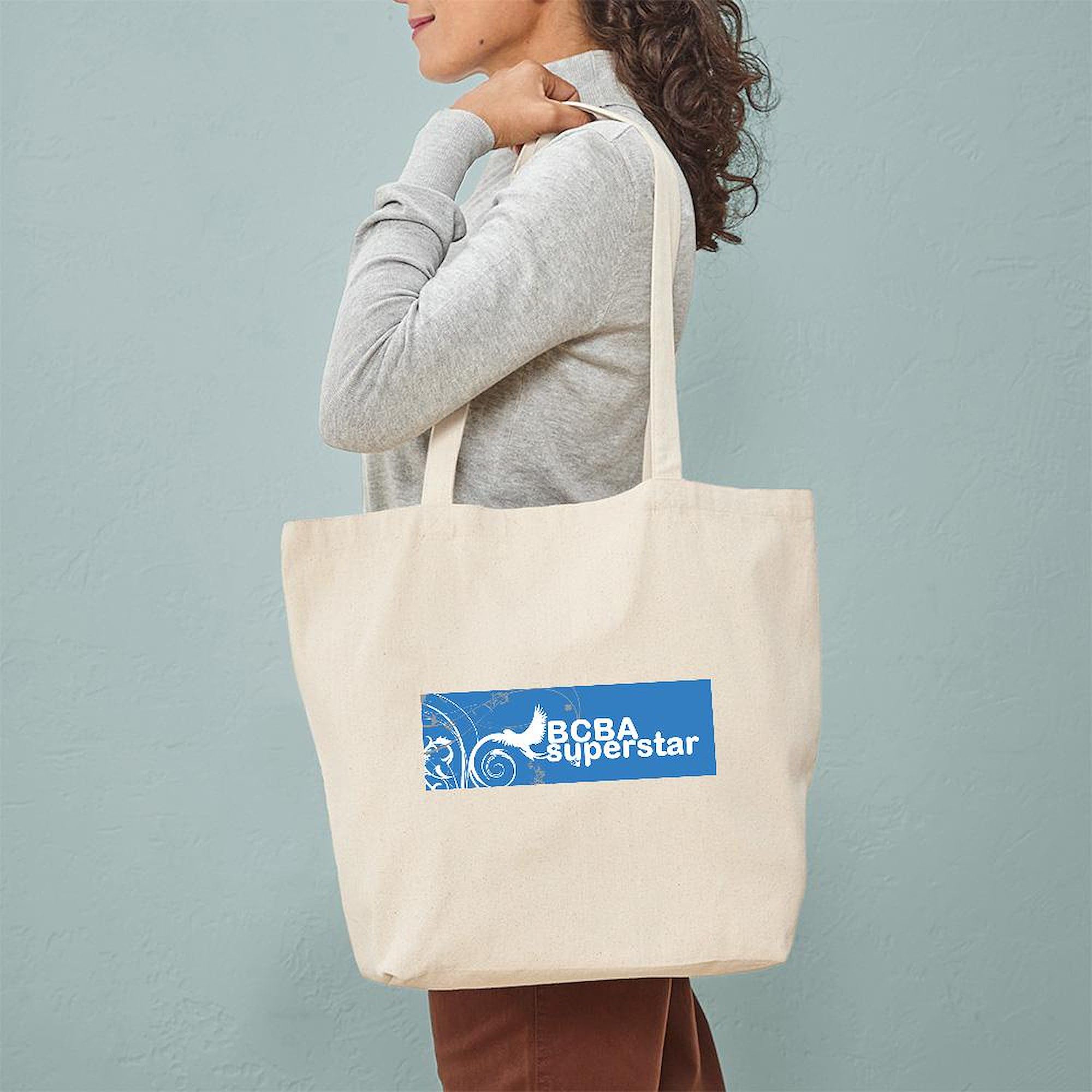 BCBA Superstar Tote Bag - Natural Canvas Reusable Shopping Bag for Therapists, Teachers & ABA Professionals - Perfect for Work, Conferences & Daily Errands