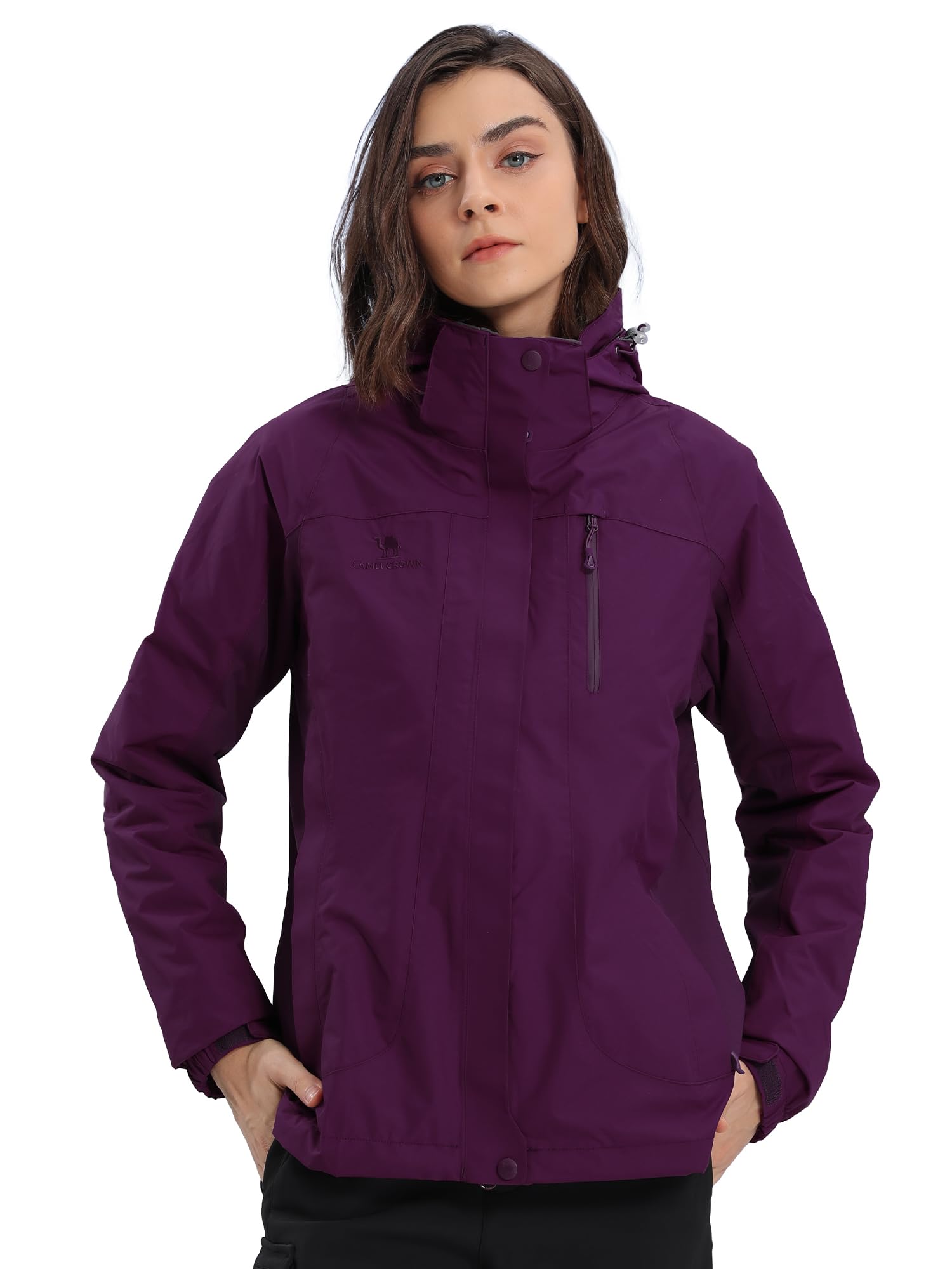 CAMEL CROWN Women's 3-in-1 Waterproof Ski Jacket - Winter Windproof Snow Coat with Detachable Fleece Liner | Warm Outerwear for Skiing, Snowboarding & Cold Weather Activities
