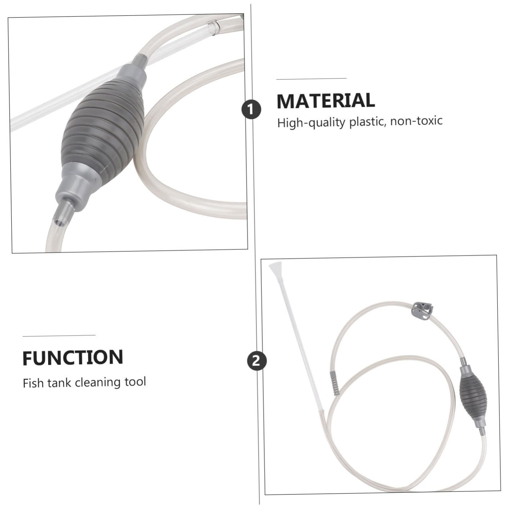 Balacoo Aquarium Gravel Cleaner and Water Changer - Turtle Tank Vacuum Cleaner with Plastic Hose for Fish Tank Maintenance | Ideal for Water Changing, Debris Removal & Aquarium Cleaning (Grey)
