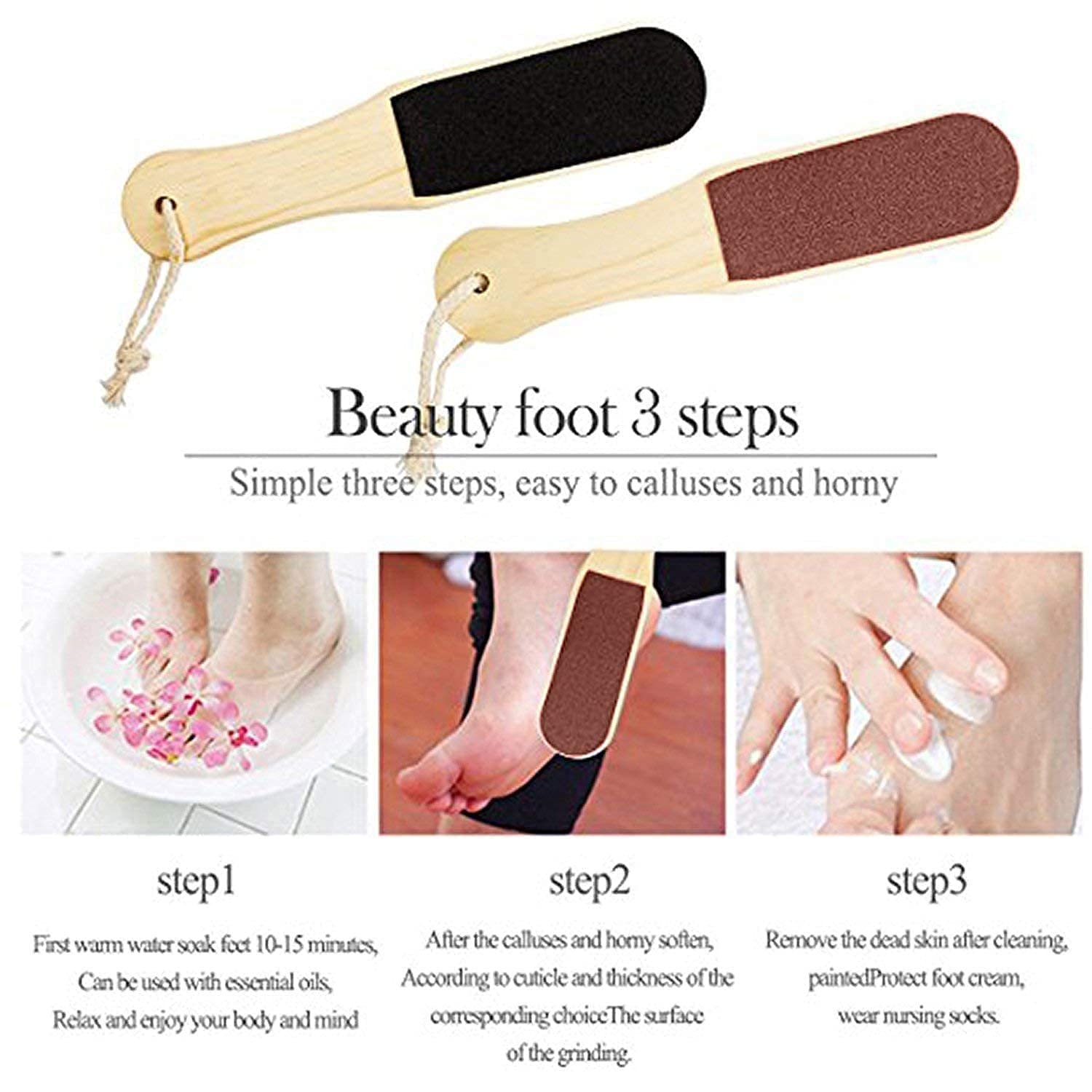 Mapperz Double Sided Wooden Foot Scrubber & Callus Remover - Exfoliating Foot File for Dead Skin, Dry & Wet Feet Care - Perfect for Pedicures, Home Spa & At-Home Foot Care (Pack of 1)
