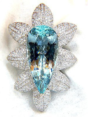 69.37 Carat GIA Certified Natural Aquamarine & Diamond 3D Snowflake Pendant Brooch in 18K Gold - Elegant Jewelry for Weddings, Anniversaries & Special Occasions