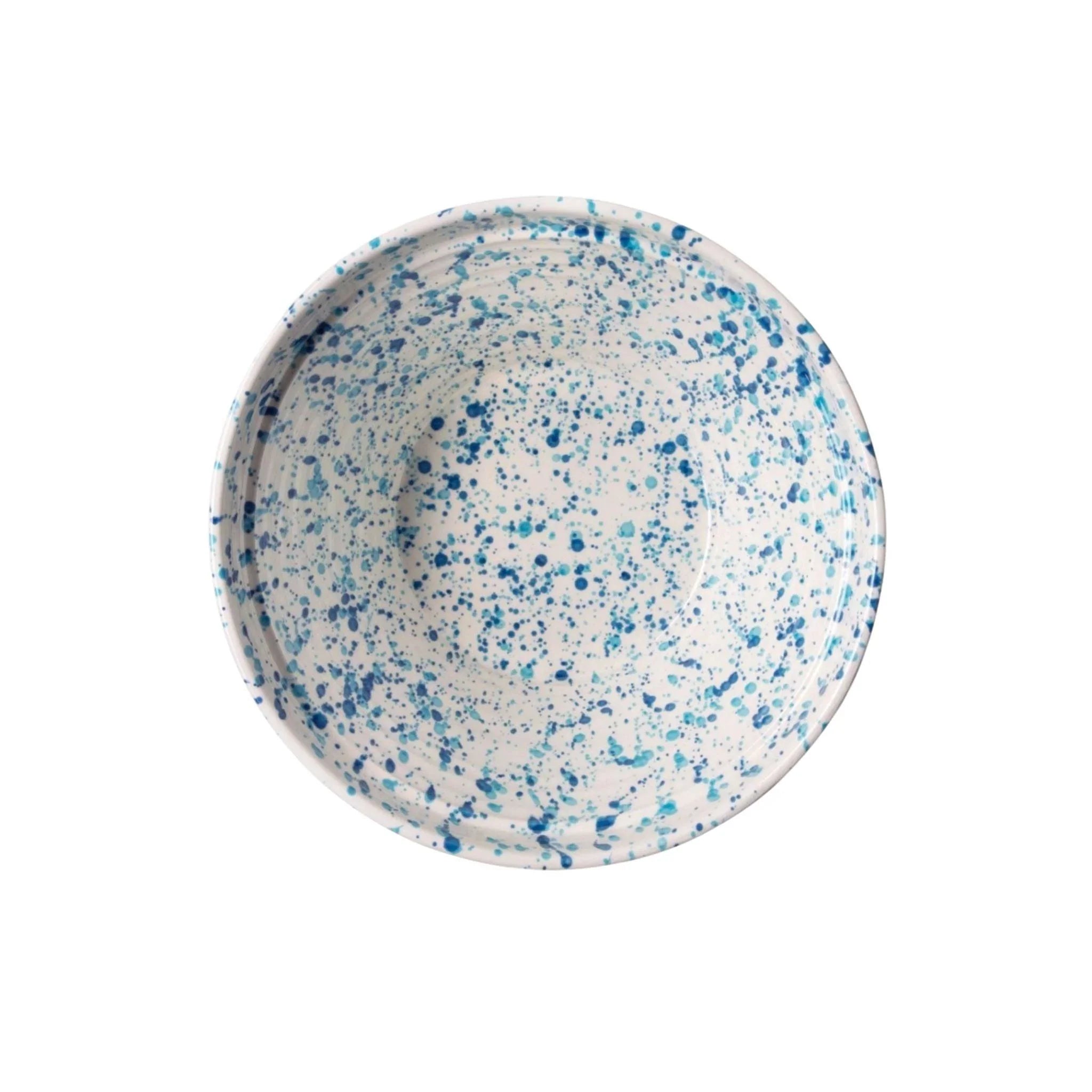 Blue and White Splatter Design Ceramic Serving Bowl - 12oz & 16oz Sizes - Perfect for Salads, Pasta, and Party Appetizers