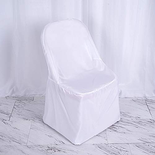 6-Pack White Folding Chair Slipcovers - Washable Polyester Seat Protectors for Dining, Party & Wedding - Removable Chair Covers for Indoor/Outdoor Events