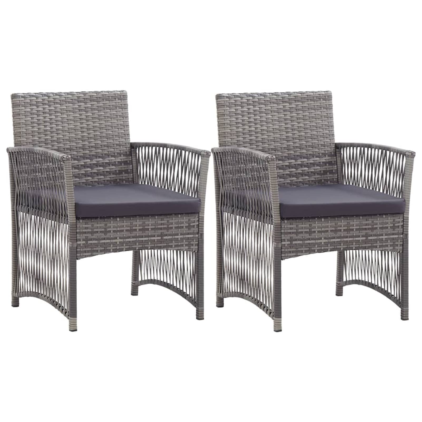 Stackable Outdoor Patio Chairs Set of 2 with Cushions - Durable Poly Rattan Armchairs for Garden, Poolside & Balcony - Anthracite Grey Modern Patio Furniture for Relaxing & Entertaining