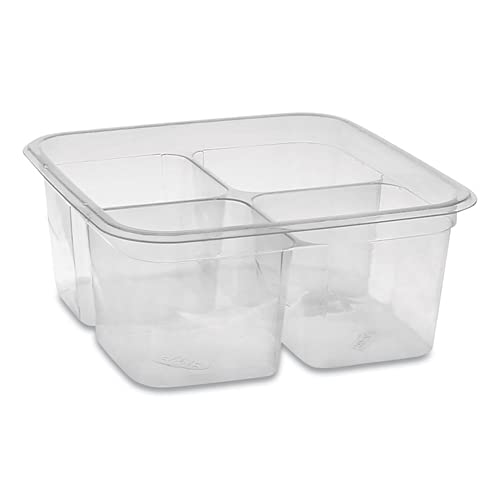 6-Inch Clear 4-Compartment Plastic Food Storage Container - Bulk Pack of 360 for Meal Prep, Party Serving & Restaurant Use