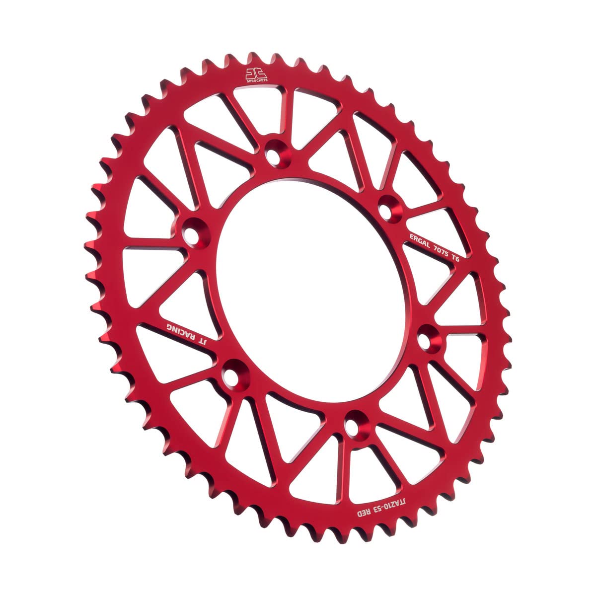 JT Sprockets JTA210.53RED Red Racelite Anodized Aluminum 7075 T6 Rear Sprocket - High Performance Motorcycle Sprocket for Racing & Off-Road Bikes - Durable & Lightweight Upgrade for Yamaha, Honda, Kawasaki