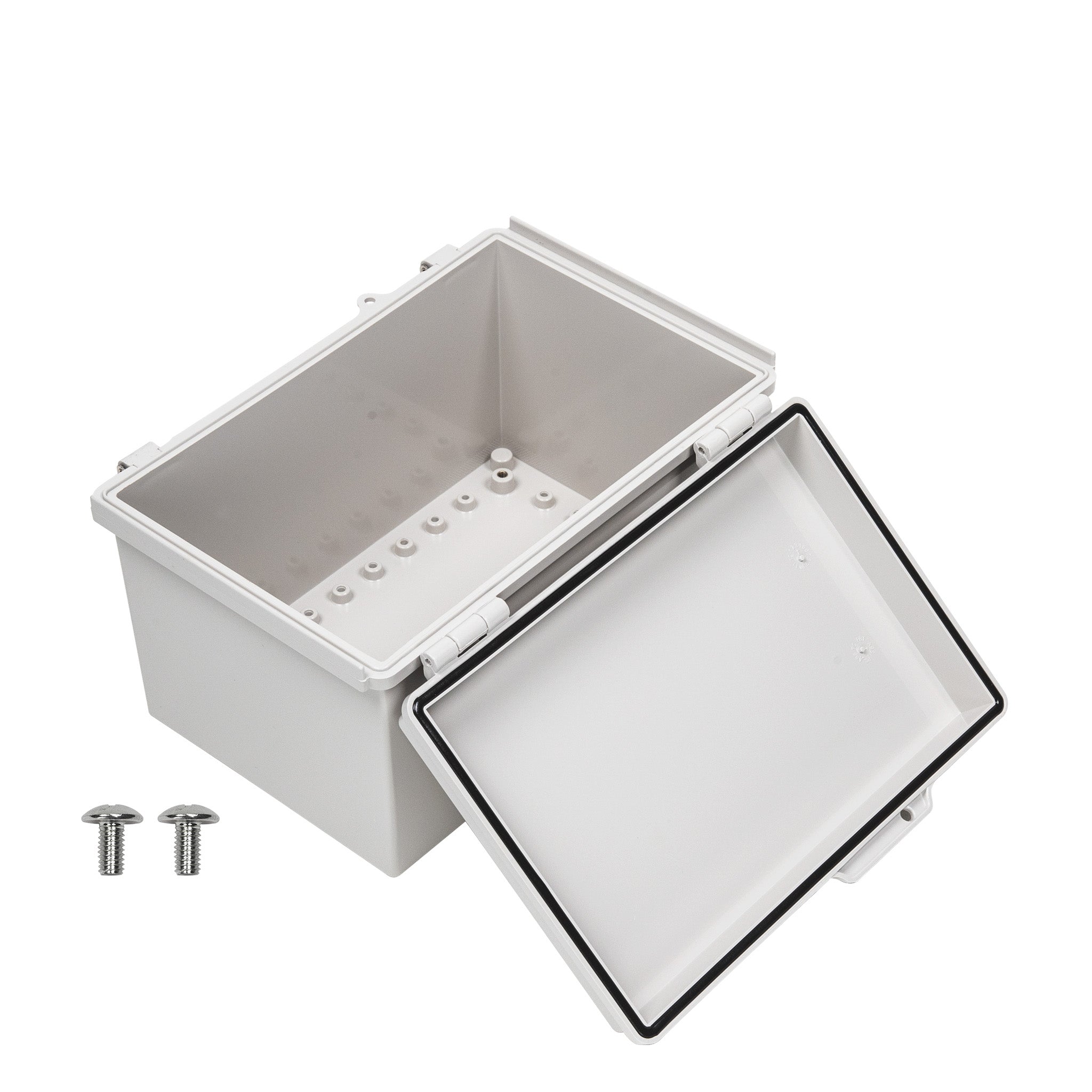 Boxco P Series Waterproof Plastic Enclosure - 7.87 x 11.81 x 7.09 Inches (200 x 300 x 180mm) - IP67 & IK08 Rated Polycarbonate Grey Case with Molded Hinge & Latch - Ideal for Outdoor Electronics, Industrial Equipment & Electrical Component Protection