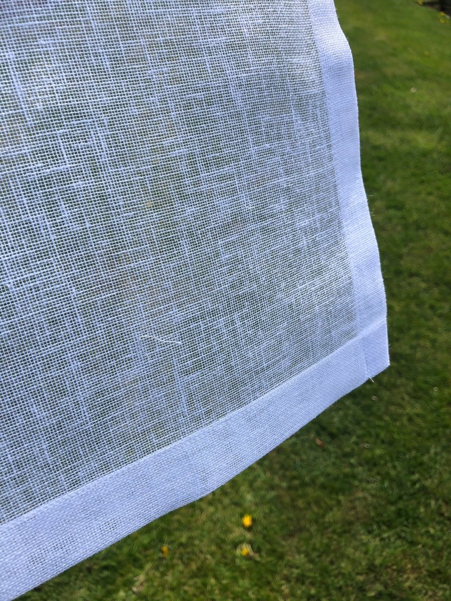 Elegant White Linen Ruffle Laundry Curtain - Breathable Window Treatment for Bathroom, Kitchen & Laundry Room - Soft Textured Home Decor with Romantic Ruffled Design
