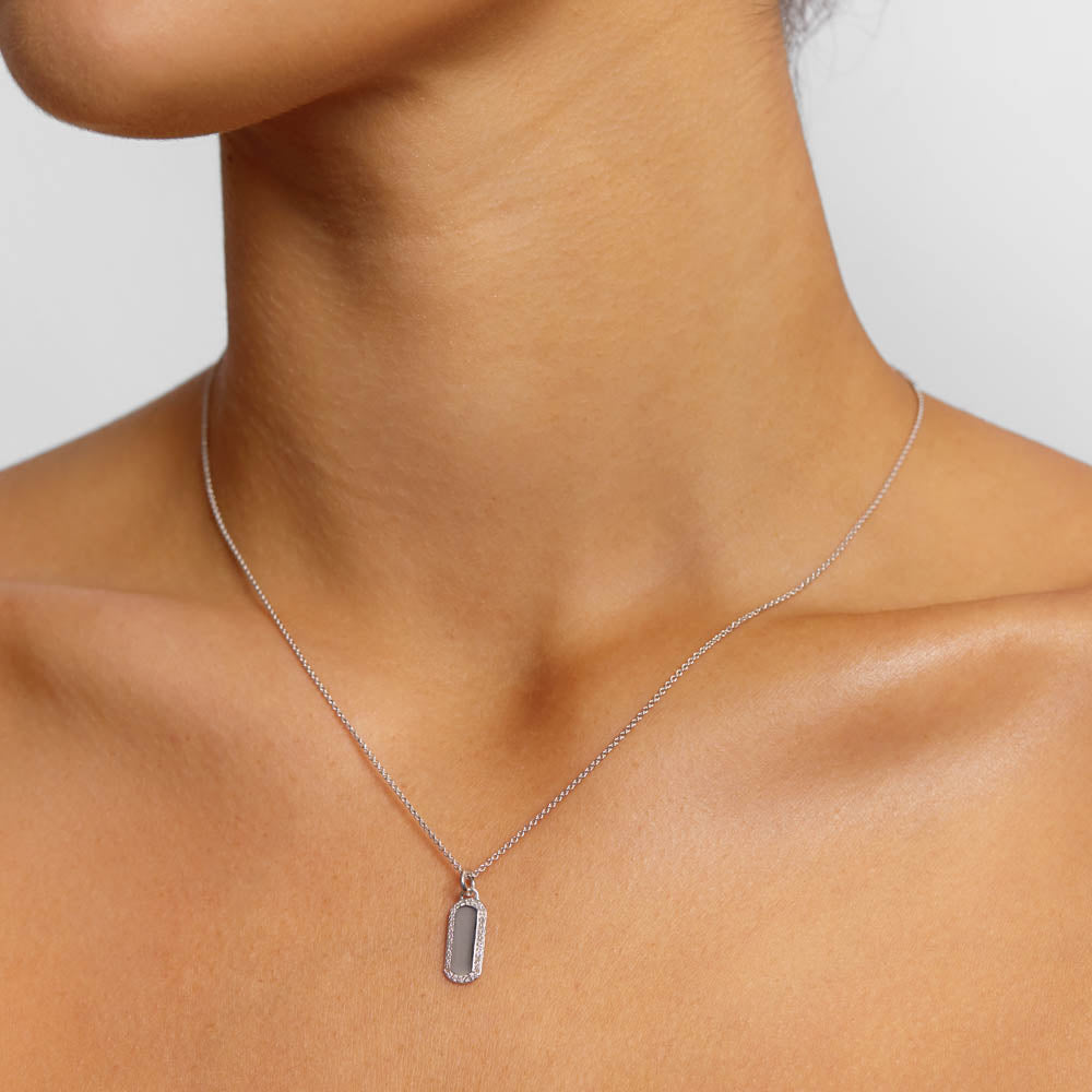 Elegant Diamond Bar Necklace in Sterling Silver - Perfect for Weddings, Anniversaries & Special Occasions