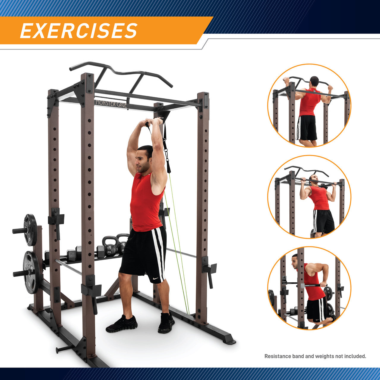 Monster Cage Power Rack STB 98005 - Heavy Duty Steel Body Home Gym Equipment for Weightlifting & Strength Training | Perfect for Garage & Home Workouts