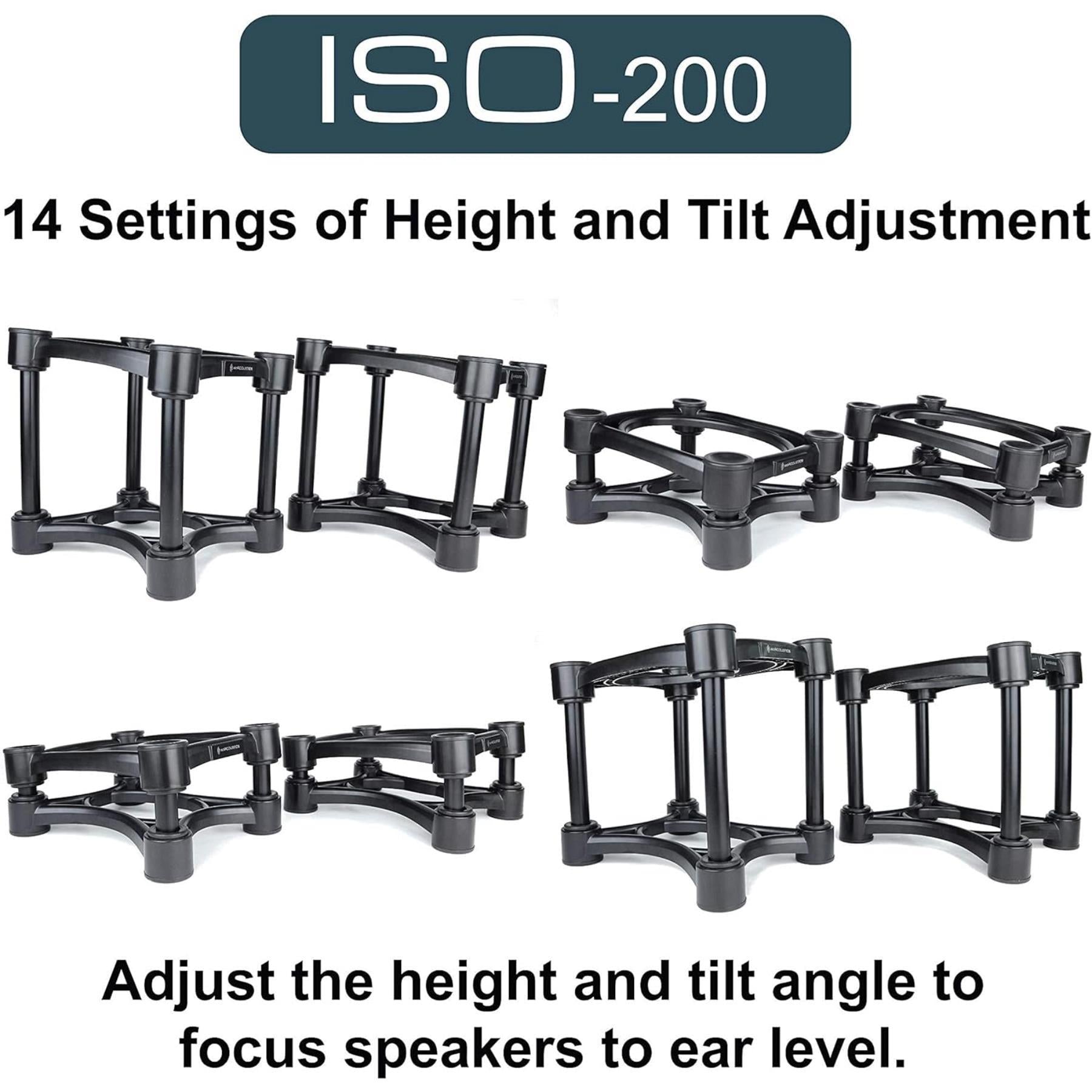 IsoAcoustics ISO 200 Speaker Isolation Stands - Premium Studio Monitor Isolation Pads for Large Speakers, Reduce Vibrations & Improve Sound Clarity - Perfect for Home Studios, Recording Studios & Audiophile Setups