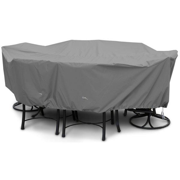 Waterproof Oval & Rectangle Dining Table Cover Set - Outdoor Patio Furniture Protector for Rain, Sun, Dust - Fits 6-8 Seat Dining Sets (Beige) | Perfect for Backyard BBQs, Pool Parties & Outdoor Entertaining