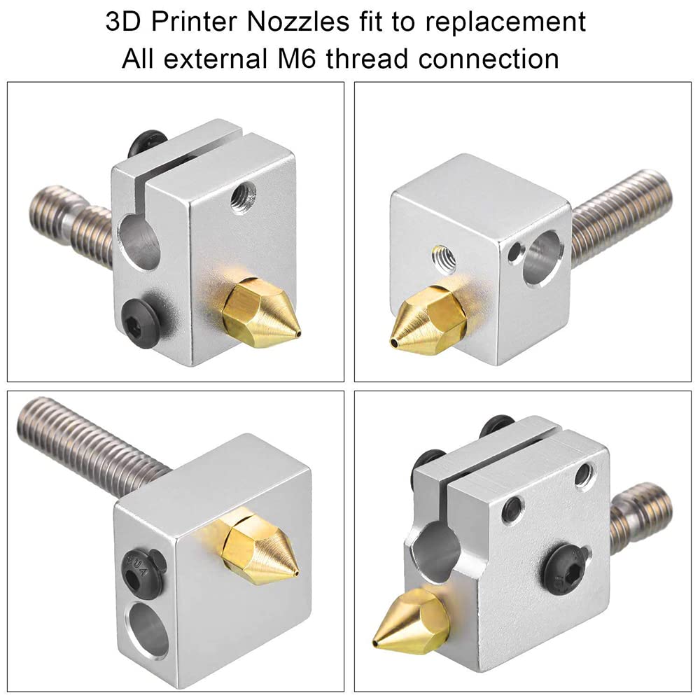 Aokin 8-Pack 0.6mm MK8 Extruder Nozzles - Compatible with Creality Ender 3/3 Pro/3 V2, Ender 5/5 Pro, CR-10/10S, Makerbot & Anet A8 3D Printers - High Precision Brass Nozzles for Smooth 3D Printing Projects