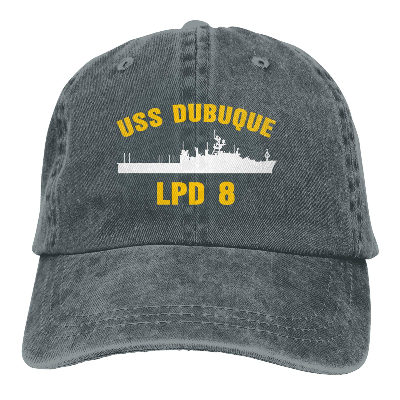 USS Dubuque LPD-8 Vintage Cowboy Hat & Distressed Denim Dad Jeans - Classic Baseball Cap & Plain Fit Hats for Men - Perfect for Western Rodeo, Country Music Festivals & Casual Everyday Wear