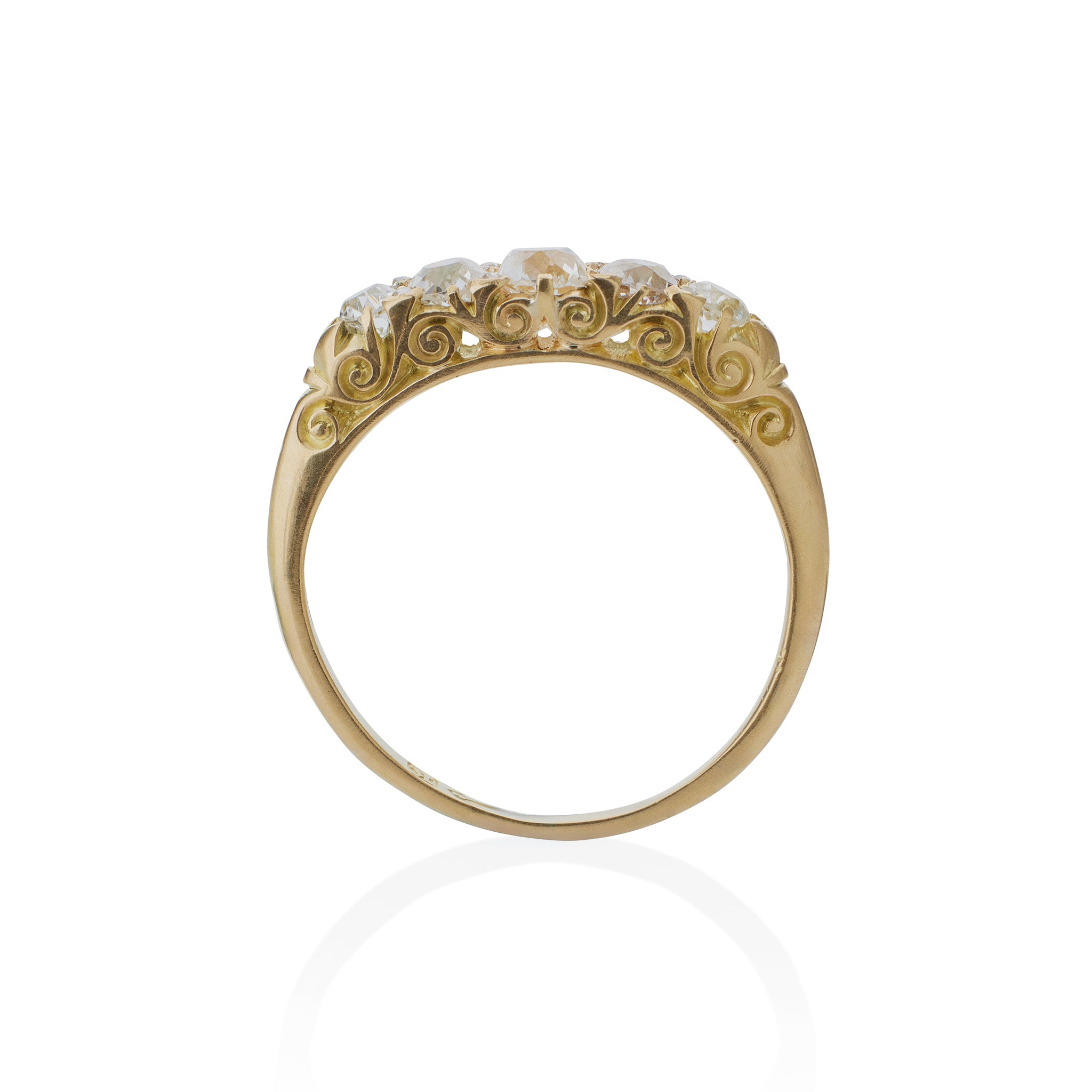 Vintage 18K Gold Five-Stone Diamond Ring - Antique English Jewelry for Women, Elegant Gift for Anniversary, Engagement & Special Occasions