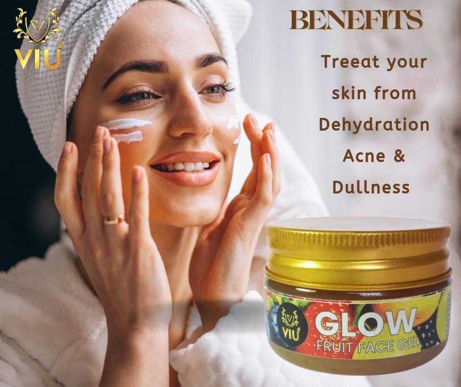 VIU Naturals Glow Fruit Face Gel with Beetroot & Carrot Juice | Hydrating & Brightening Moisturizer for Glowing Skin | 50ml | Perfect for Daily Skincare Routine & Nighttime Hydration