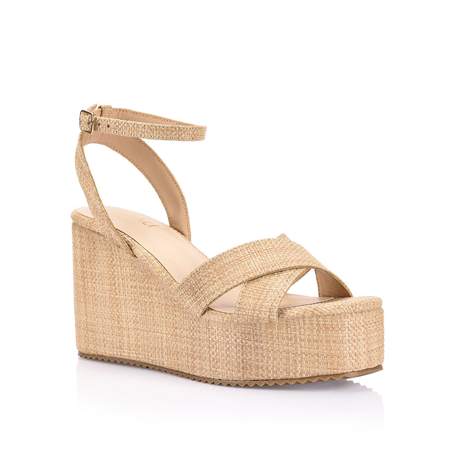 Callie Rope Wedges Women's Sandals - Natural Raffia Espadrille Platform Heels | Beach Wedding Summer Casual Shoes for Outdoor Vacations