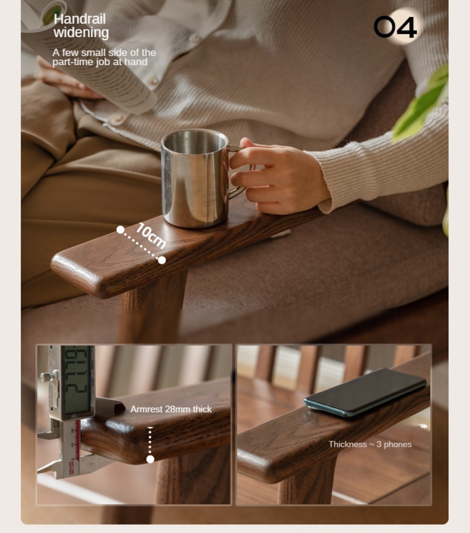 Solid Oak Wood Straight Sofa - 4 Fabric Color Options for Living Room, Office & Lounge Areas