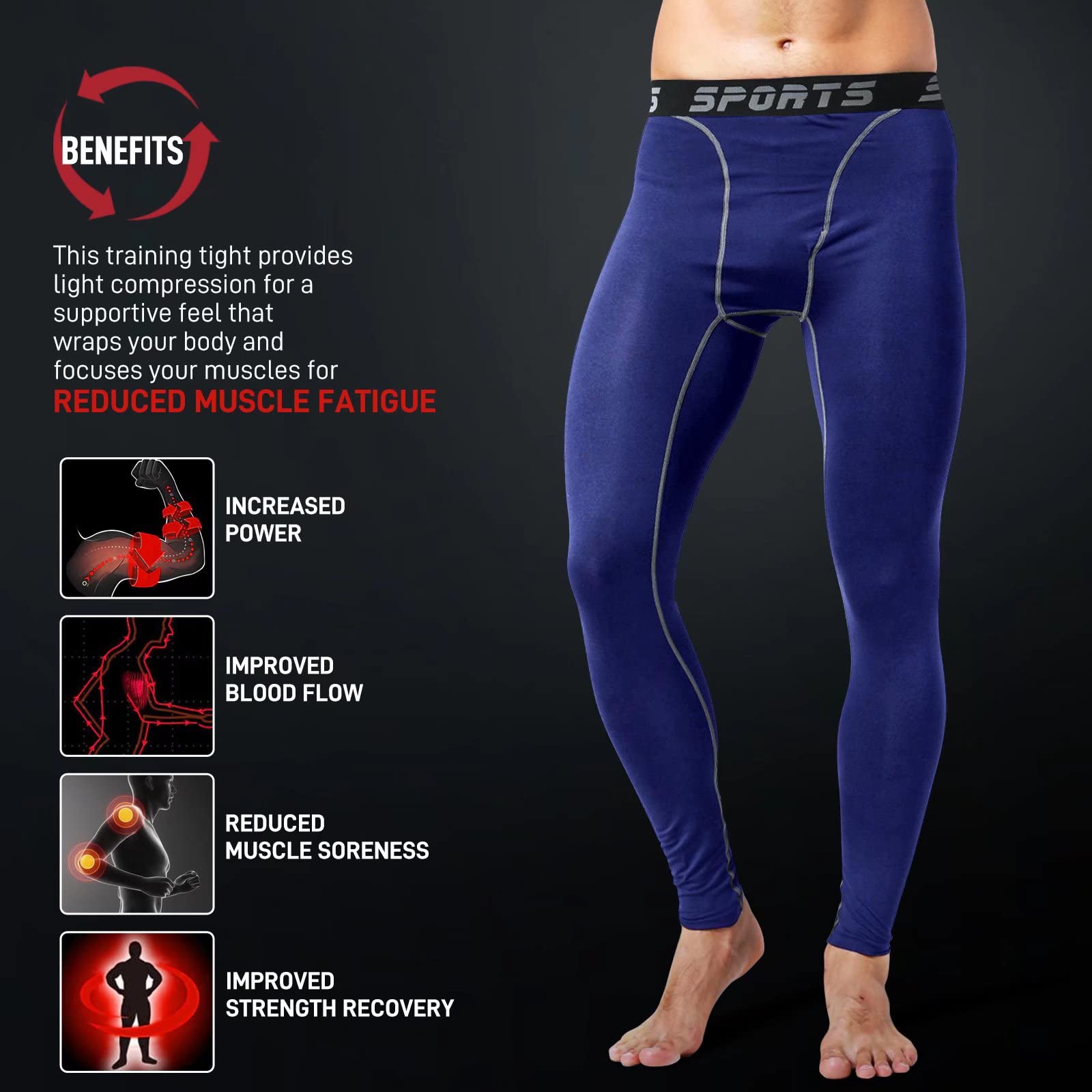 1 or 2 Pack Men's Compression Pants - Cool Dry Basketball Workout Running Tights for Gym & Sports - Moisture Wicking Athletic Leggings for Training, Jogging & Active Lifestyle