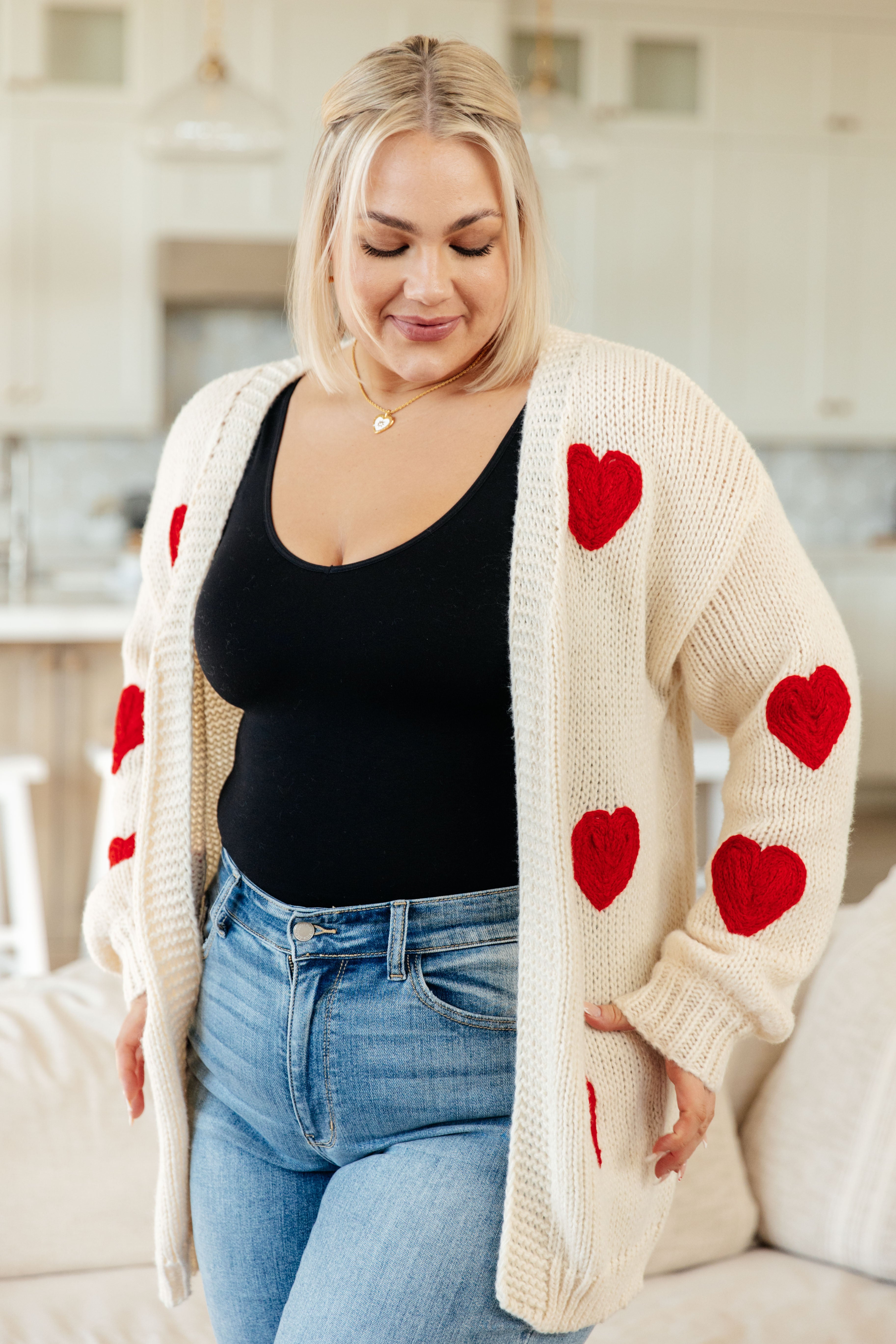 Heart Eyes Cardigan for Women - Cute & Cozy Knit Sweater for Fall & Winter | Perfect for Casual Outfits, Dates, and Layering