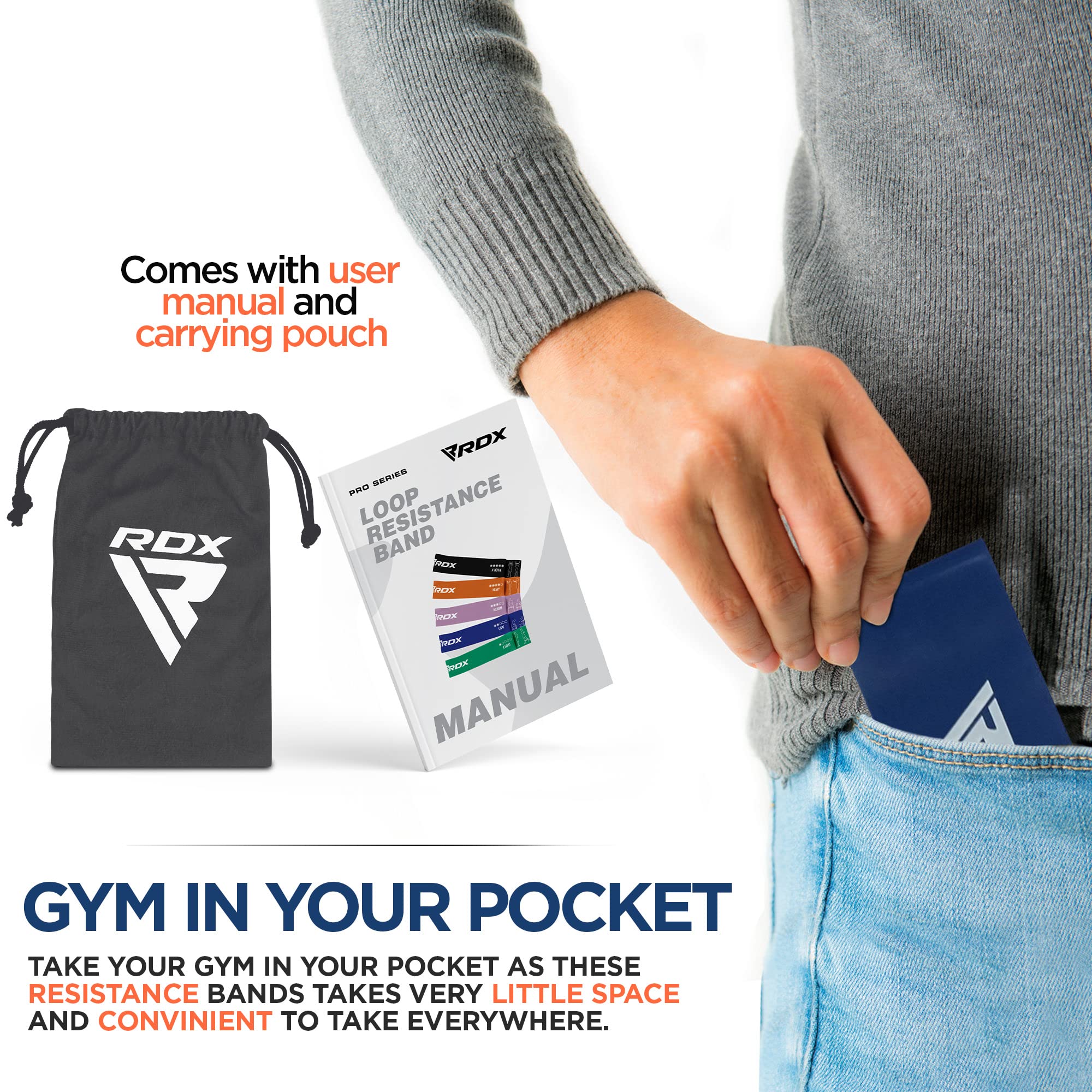 RDX 5-Level Resistance Bands Set - RoHS & CPSIA Certified, Skin-Friendly Thick Stretch Loops for Yoga, Home Gym, Fitness Workouts - Perfect for Glutes, Pilates, Leg & Arm Training, Mobility Exercises & Body Toning - Ideal for Home Workouts, Gym Training & Physical Therapy Sessions