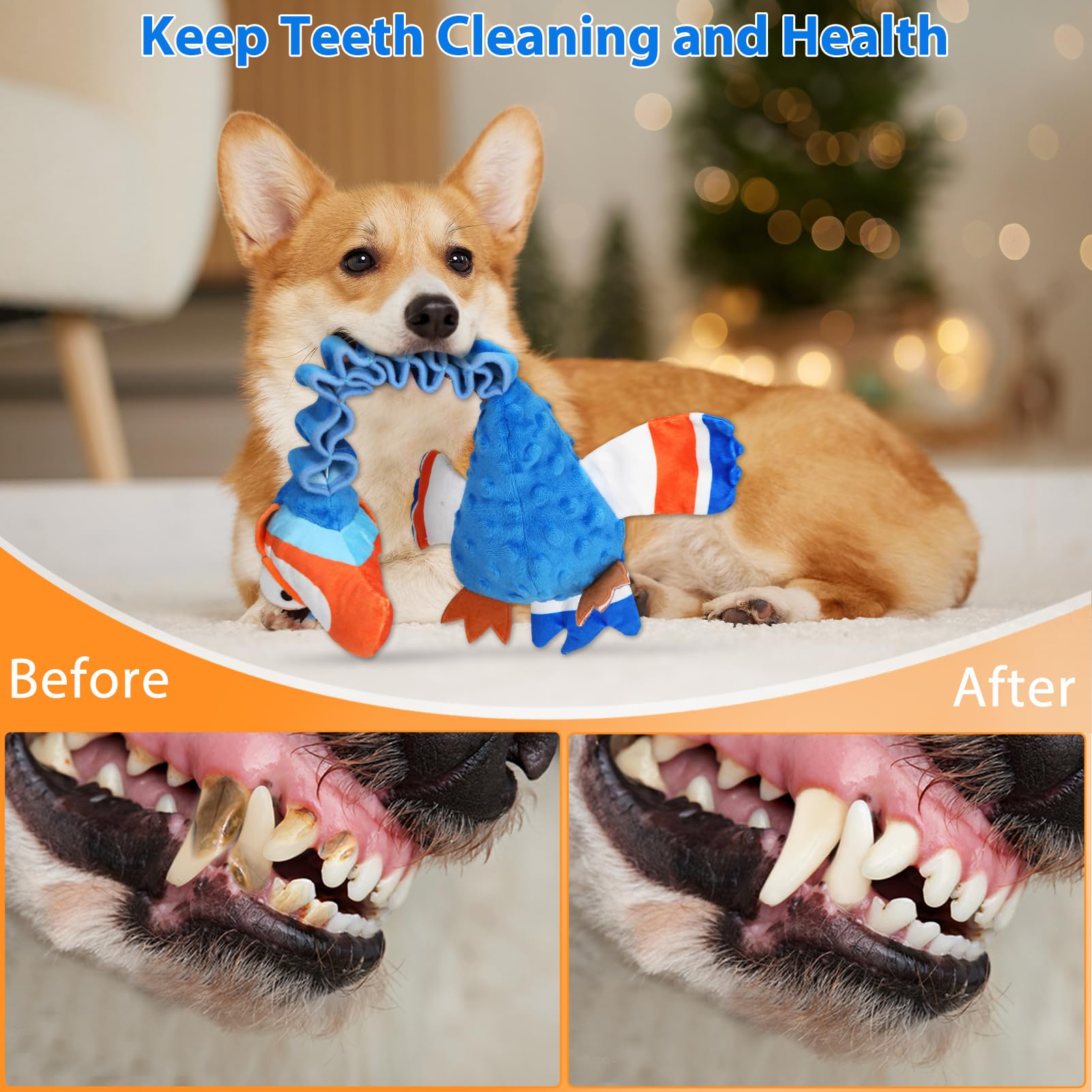 Durable Squeaky Dog Toys for Large Dogs - Tough Chew & Tug of War Play