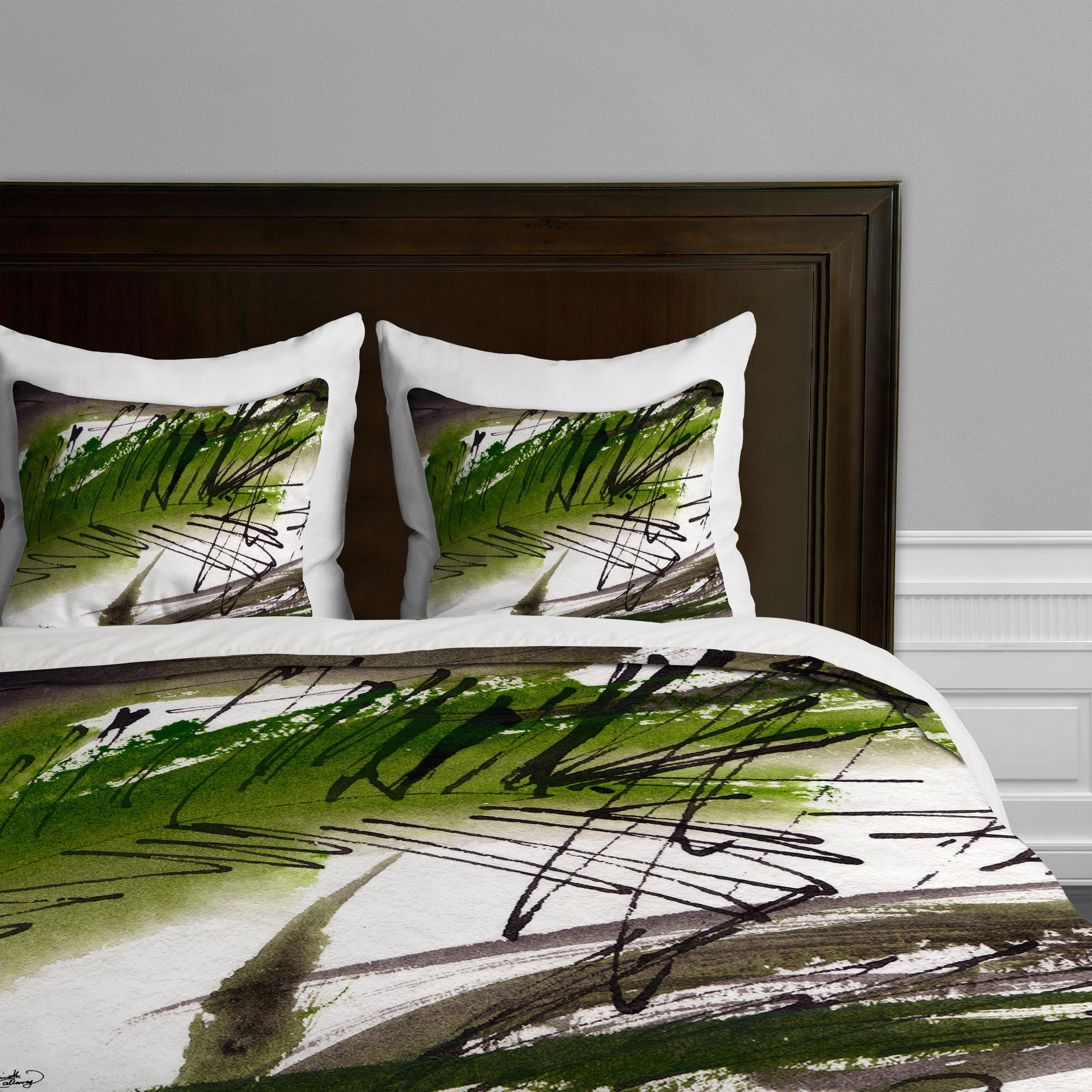 Deny Designs Ginette Fine Art Green Souls 1 Duvet Cover Set - Twin/Twin XL Size - Vibrant Botanical Print Bedding - Perfect for Boho Chic & Modern Bedroom Decor