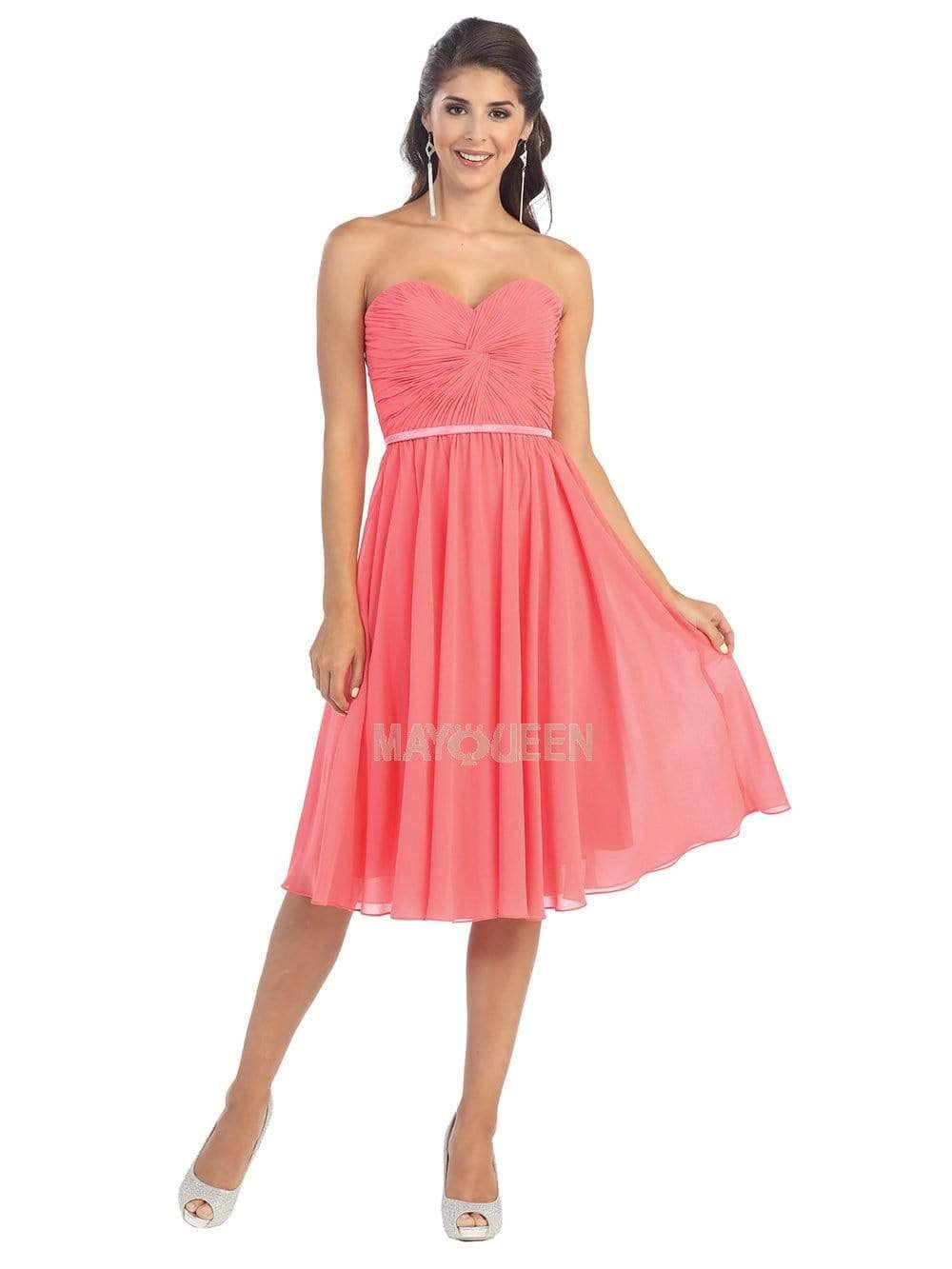 May Queen MQ1161 Cute Short Bridesmaid Dresses for Wedding Party - Flirty A-Line Chiffon Bridesmaid Gowns for Bachelorette, Spring & Summer Weddings, Formal Occasions