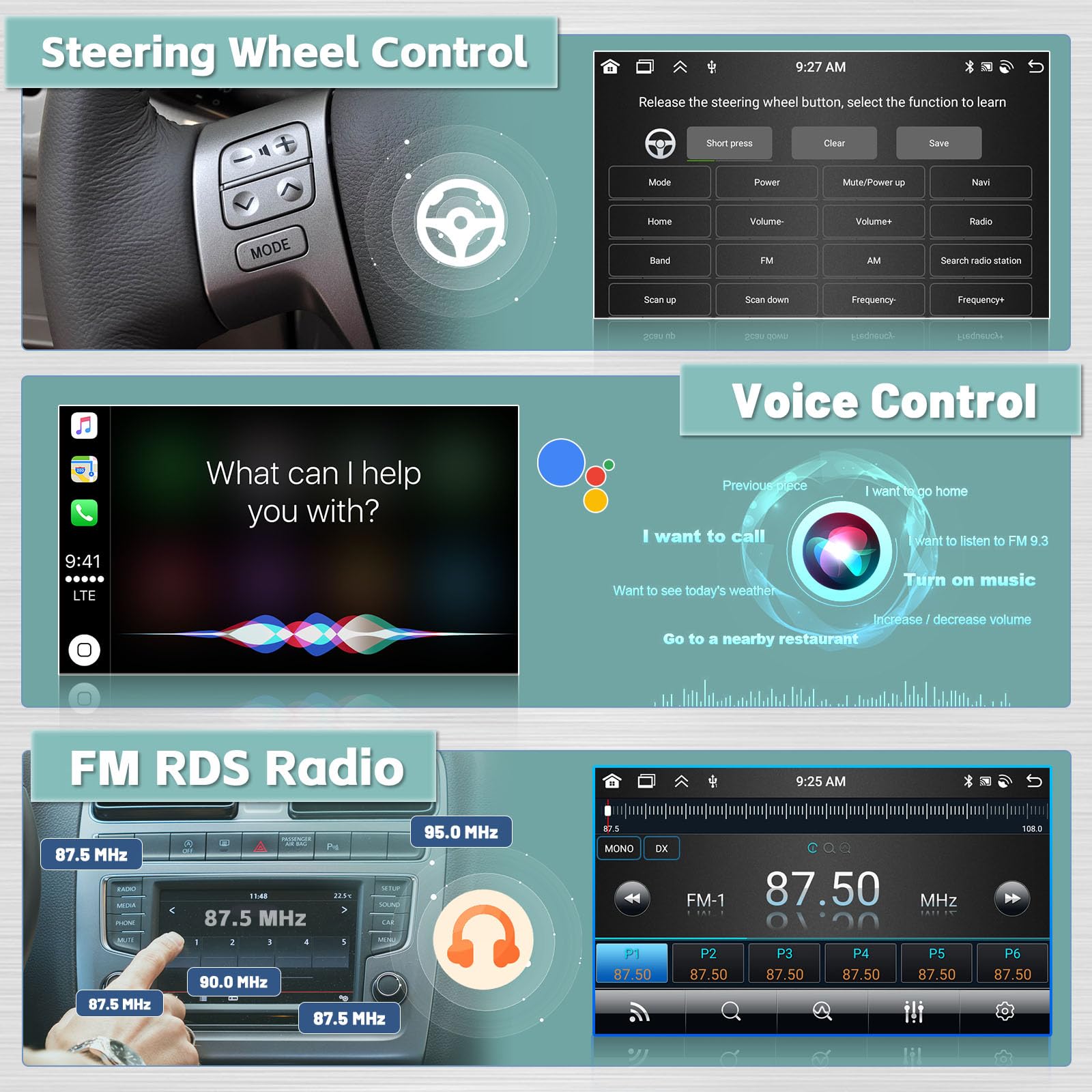 Hikity 9 Inch Double Din Android 13 Car Stereo - 8 Core CPU, 4GB RAM + 64GB ROM, Wireless CarPlay & Android Auto, IPS Touchscreen, GPS Navigation, Bluetooth 5.0, 32EQ DSP, Mirror Link, SWC, FM RDS, Backup Camera - Perfect for Seamless In-Car Entertainment & Navigation