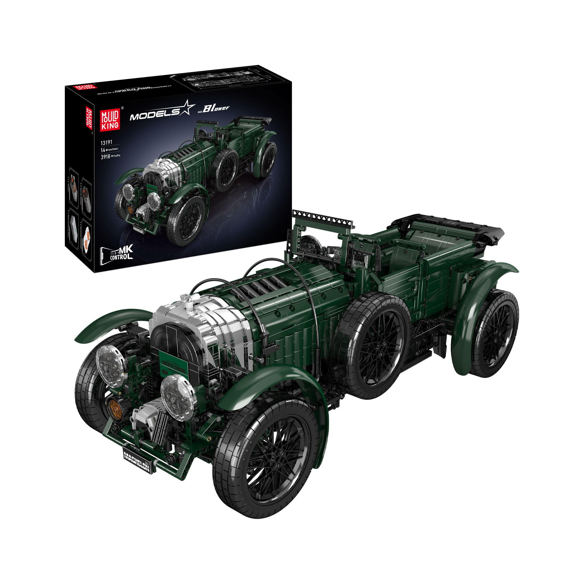 Mould King 13191 Remote Control 4.5L 1927 Blower Car Building Kit - 3918 Piece RC Model Car Set for Adults & Teens | STEM Toy, Collector's Display, DIY Engineering Project Gift