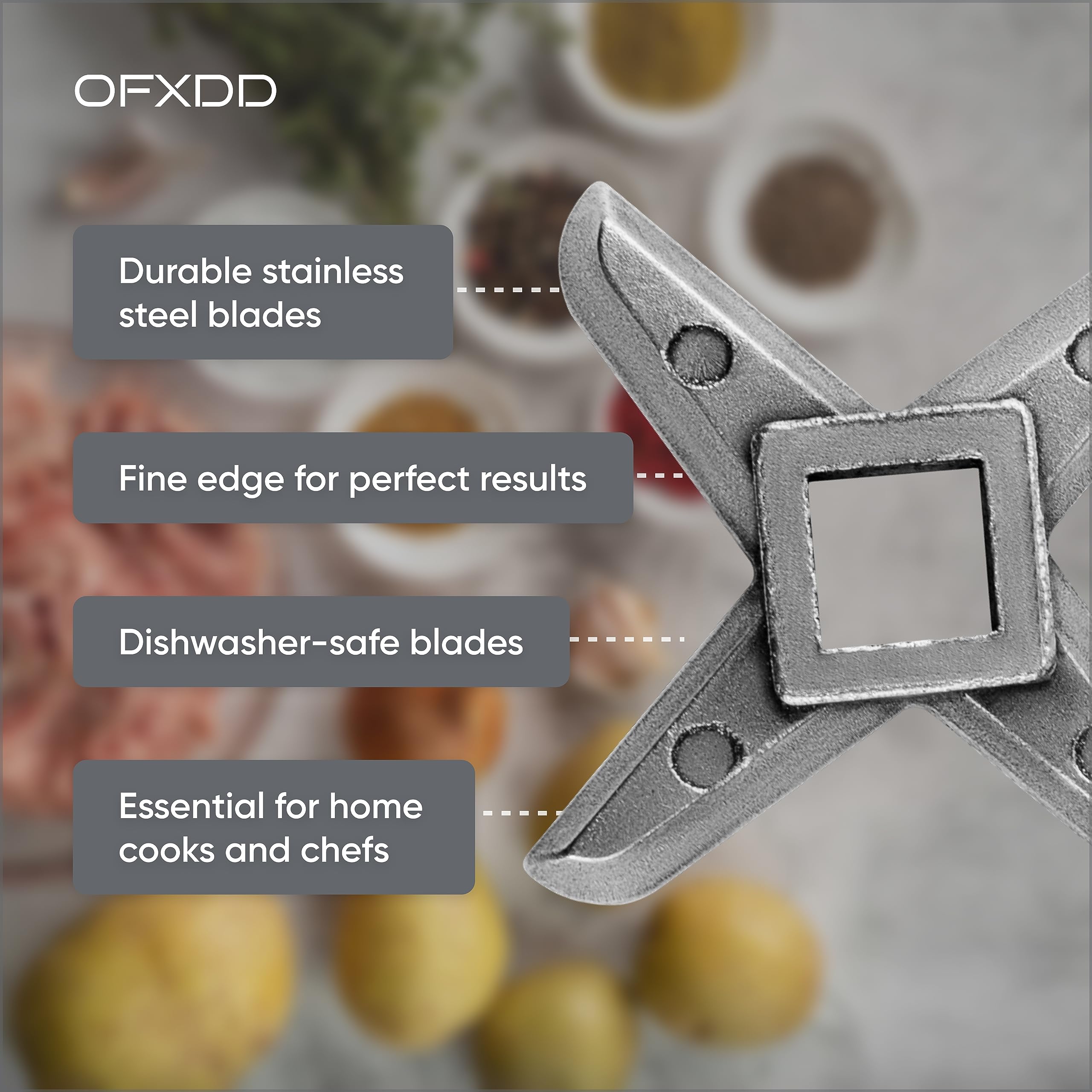 Premium #5 Stainless Steel Meat Grinder Blades - Pack of 3 - Sharp Replacement Knife Blades for Grinding & Cutting Beef, Pork, Sausage - Perfect for Home Kitchens & Commercial Use