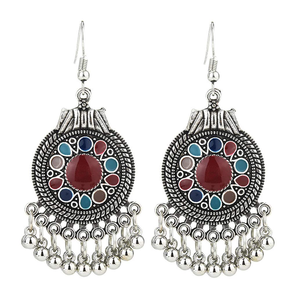 Bohemian Fishhook Earrings for Women - Retro Ethnic Style Disc Drop Dangle Earrings with Waterdrop Tassel Pendant | Perfect for Festival, Party, and Boho Fashion Accessories