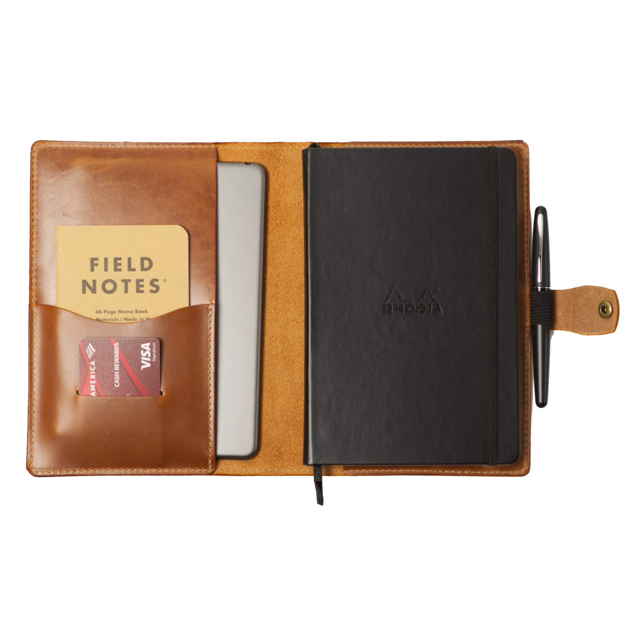 Premium A5 Notebook Leather Cover - Handmade in USA with Horween Chromexcel Full Grain Leather - Compatible with Rhodia, Leuchtturm1917, Hobonichi - Perfect for Journaling, Sketching & Office Use