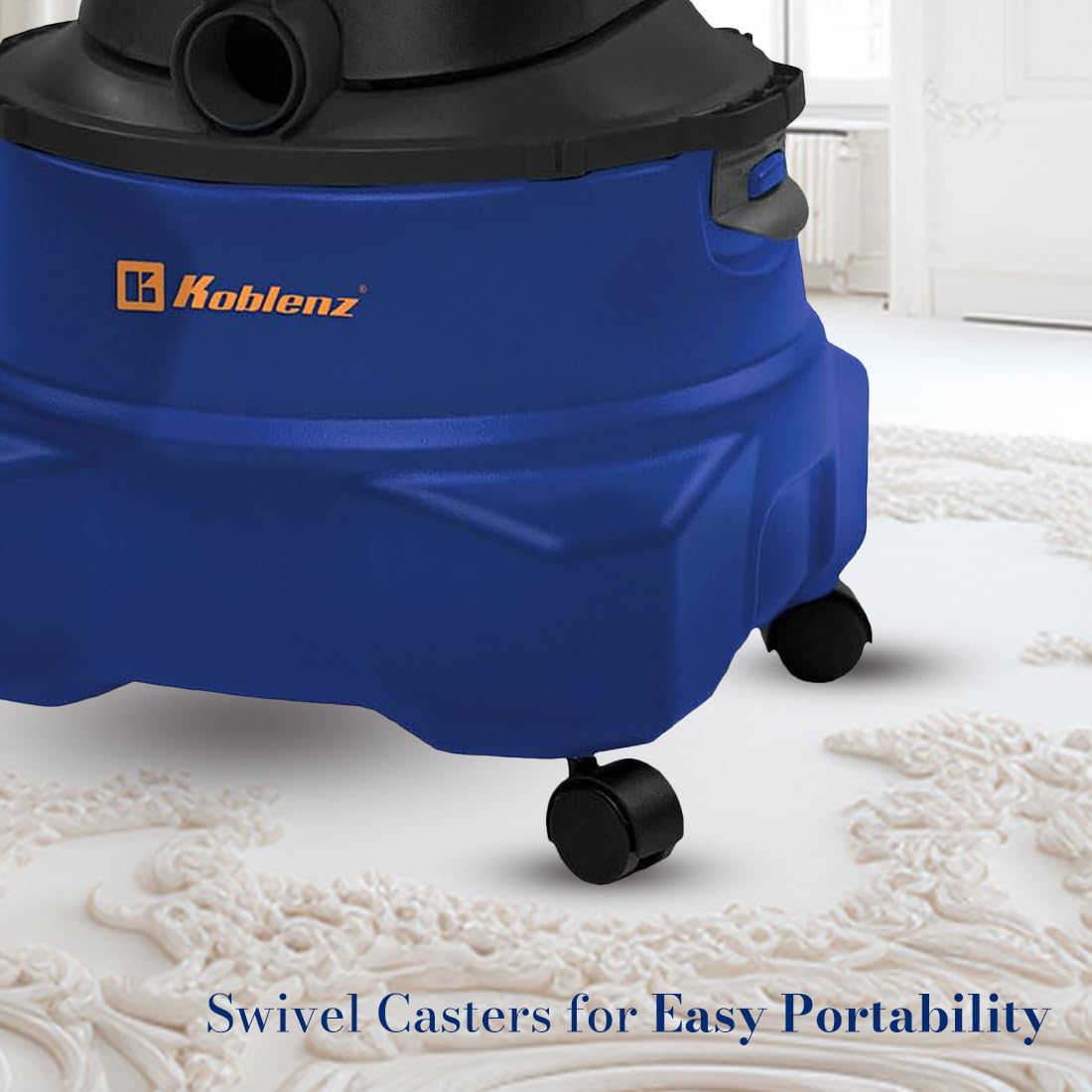 Koblenz WD-6 L212 6 Gallon Portable Wet Dry Vacuum Cleaner - Powerful Black & Blue Shop Vac for Home, Garage, Workshop, and Car Cleaning