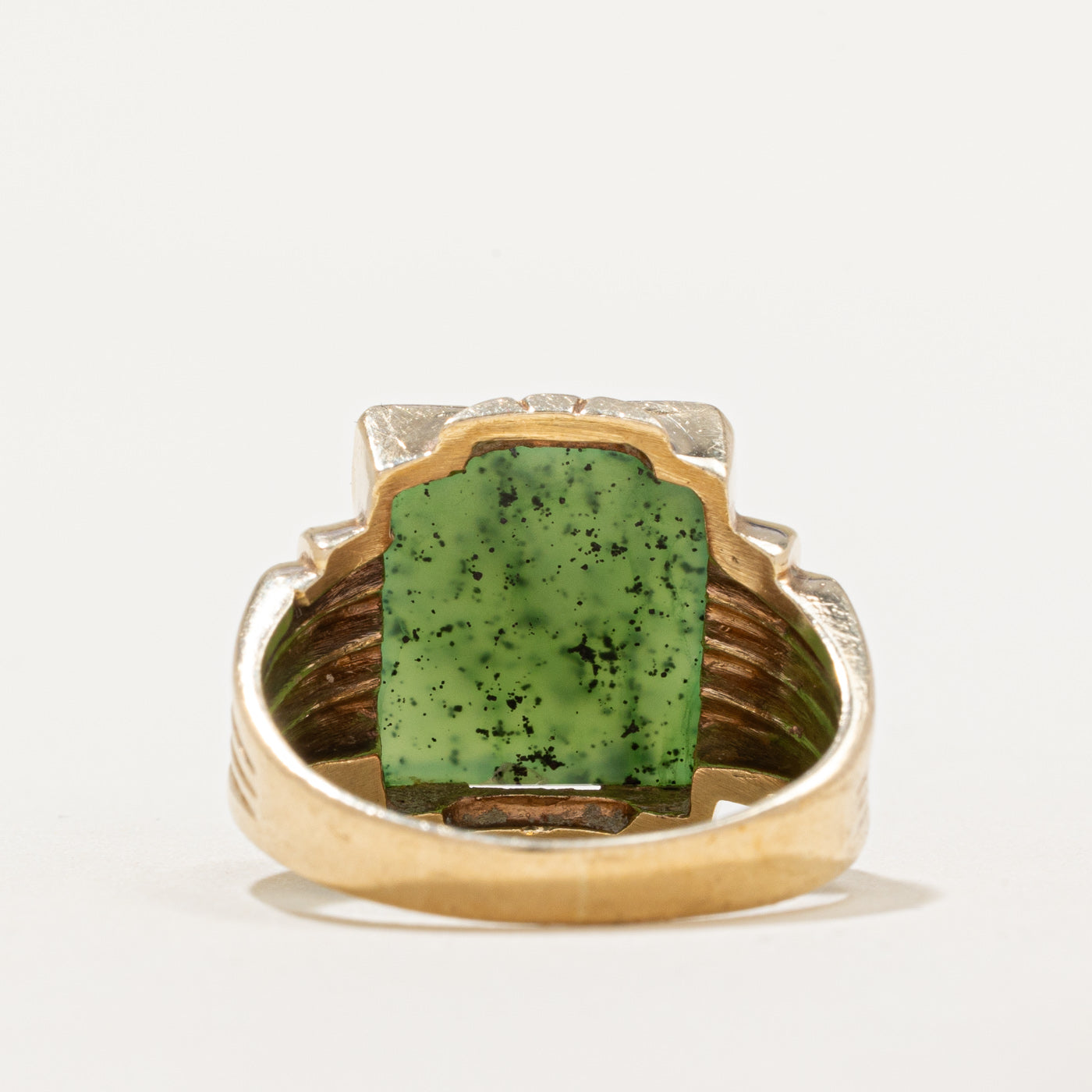 Solitaire Nephrite Jade Grooved Cocktail Ring - 4.00 Carat Natural Green Jadeite Ring - Size 9 - Elegant Statement Jewelry for Weddings, Parties & Special Occasions