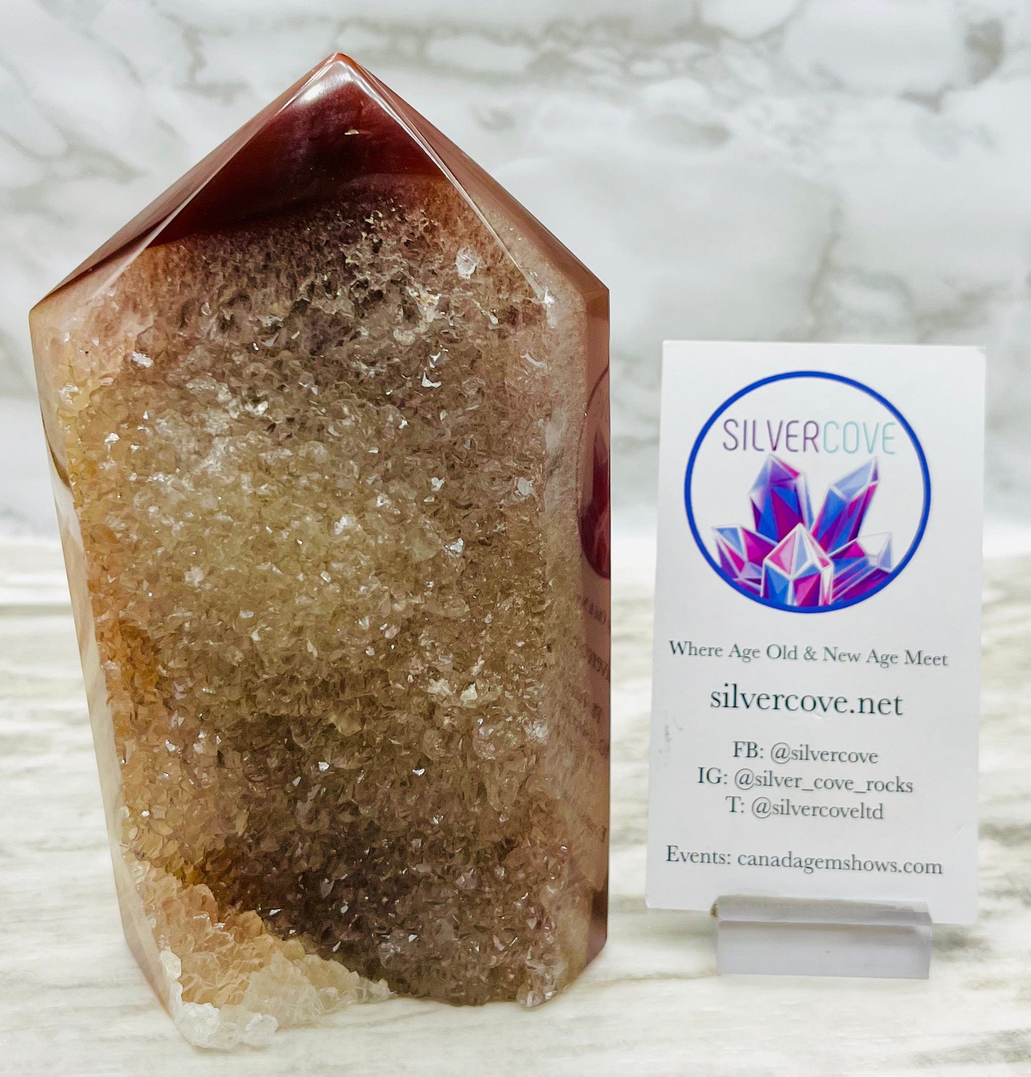 Natural Agate & Quartz Crystal Tower - Healing Stone for Meditation, Reiki, Yoga & Home Decor | Spiritual Energy Enhancer & Feng Shui Gift