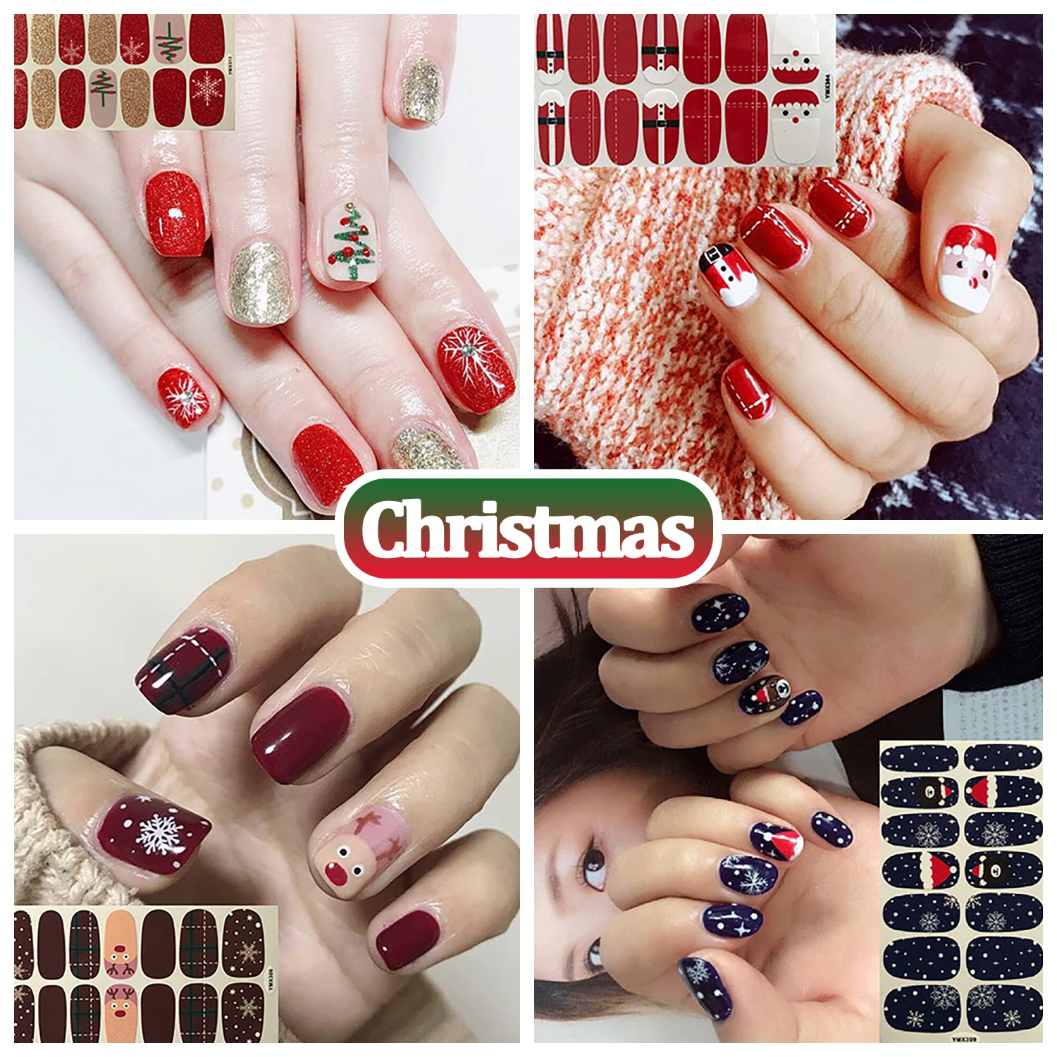 SILPECWEE 20 Sheets Halloween Christmas Nail Polish Strips - Self-Adhesive Gel Nail Wraps for Women, Nail Art Stickers & Decals with 1 Nail File - Perfect for Parties, Holidays & DIY Manicures at Home