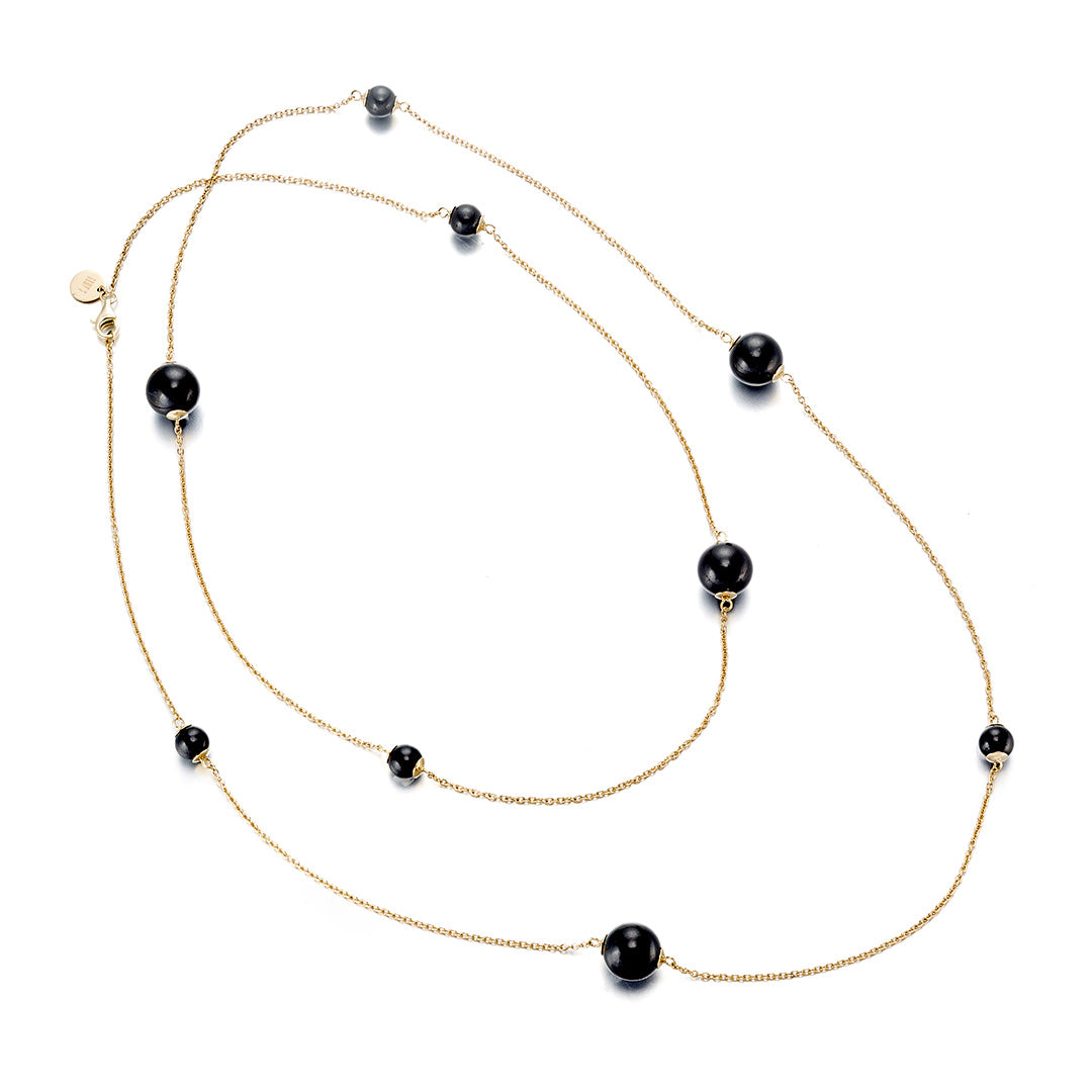 Black Jadeite Station Necklace - Elegant & Minimalist Jewelry for Women - Perfect for Everyday Wear, Office, and Special Occasions