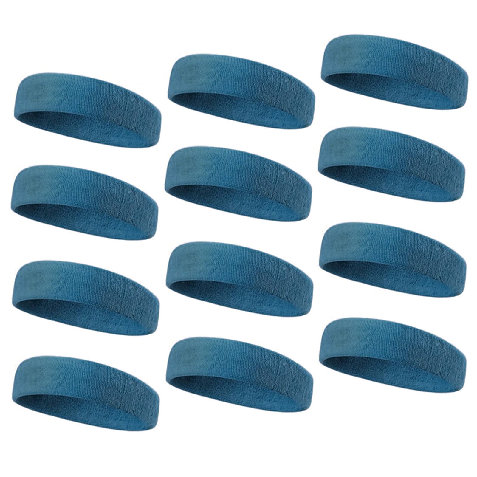 TopTie 12 Pack Sweat Headbands for Women & Men - Moisture Wicking Sports Headbands, Breathable Cotton Terry Workout Headbands for Running, Yoga, Gym & Fitness - Non-Slip Athletic Hair Bands for Active Lifestyles