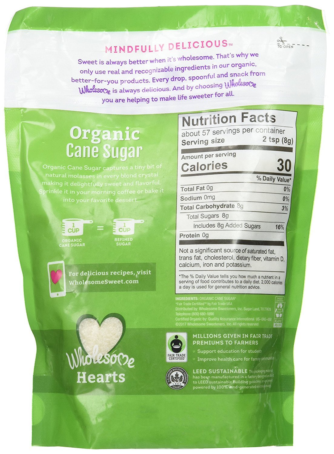 Organic Fair Trade Cane Sugar - Non-GMO, Gluten-Free, 1lb (Pack of 12) - Perfect for Baking, Coffee & Healthy Cooking