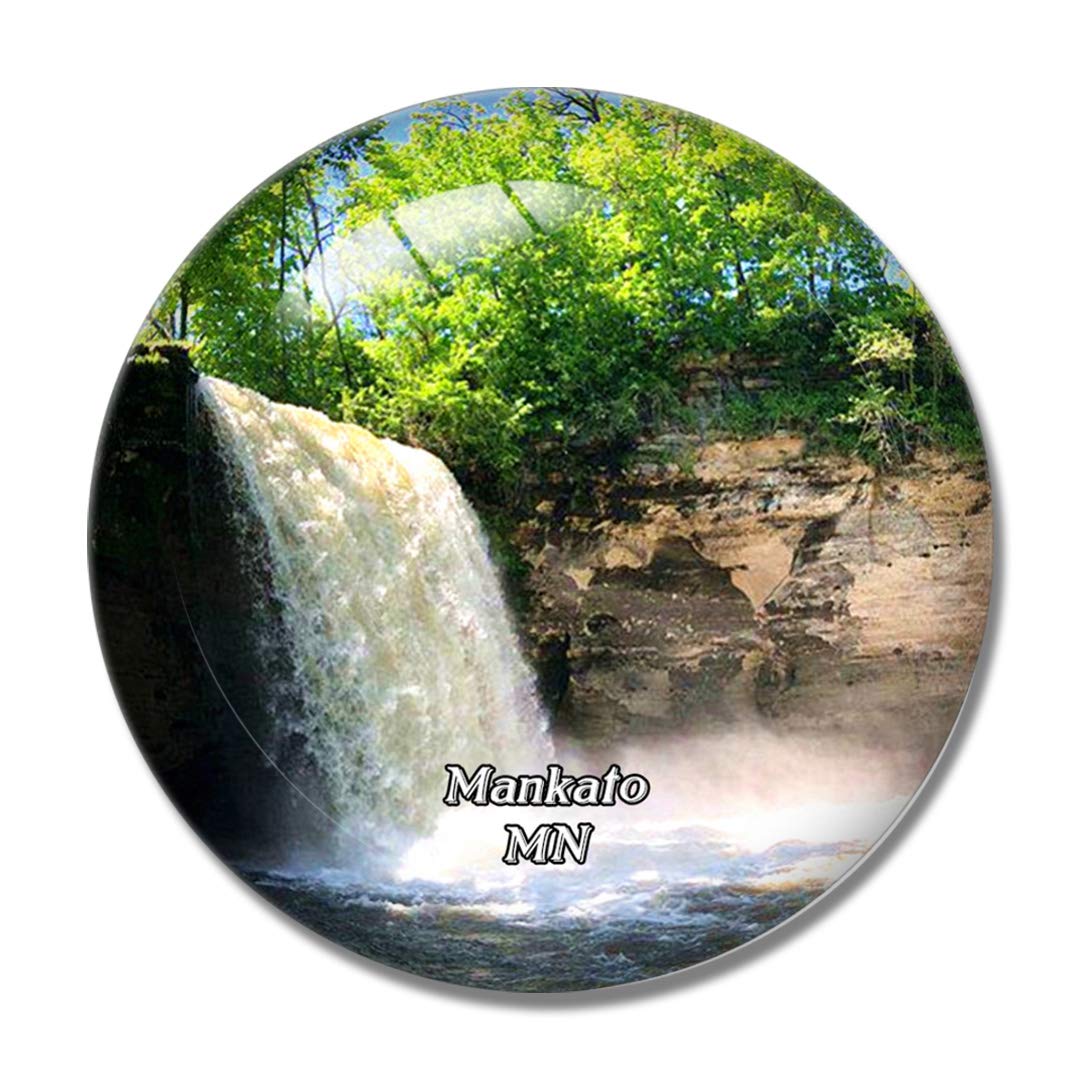 3D Mankato Park Falls Minnesota USA Fridge Magnet - Souvenir Crystal Glass Whiteboard Magnet for Refrigerator, Office & Home Decor - Perfect for Travel Memories, Gift Giving & Kitchen Organization