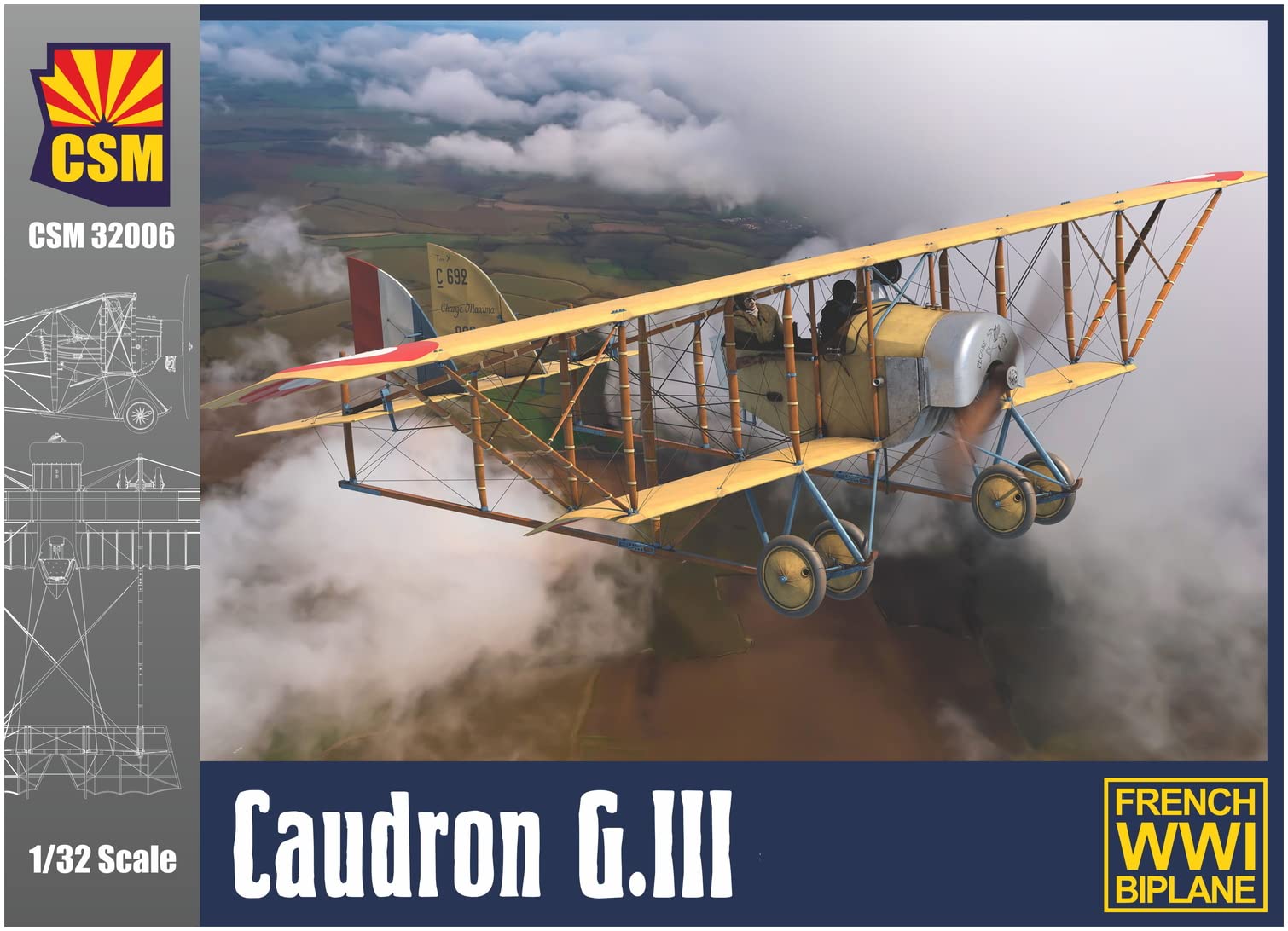 COPPER STATE MODELS Caudron G.III WWI French Biplane Aircraft Model Kit 1:32 Scale | CSM32006 | Perfect for Collectors & History Enthusiasts | Display in Home Office or Aviation Museum
