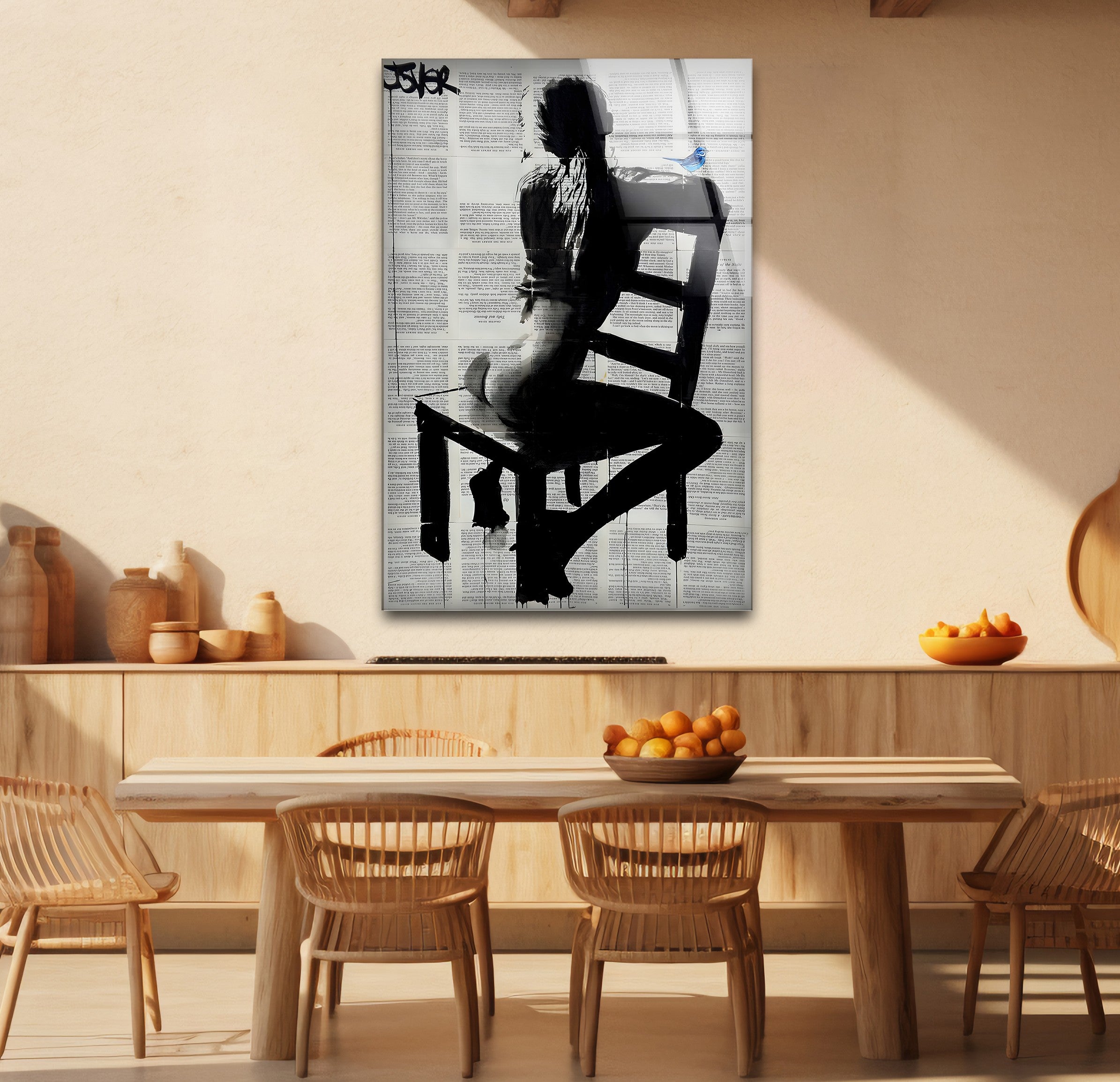 Black and White Erotic Newspaper Glass Wall Art - Modern Home Decor for Living Room, Bedroom & Office - Unique Abstract Art Print for Stylish Interior Design