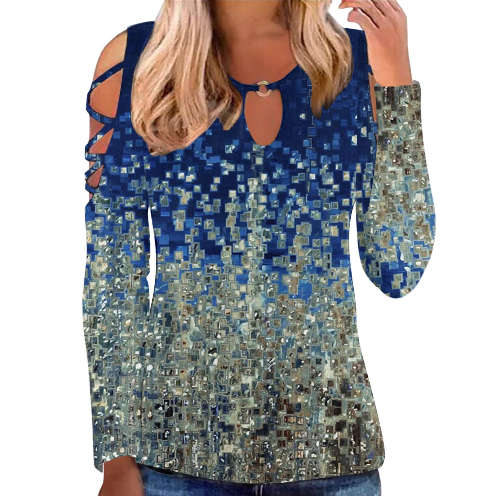 Women's Hollow Out Short Sleeve Blouse - Crewneck Cold Shoulder T-Shirt for Casual Summer Outfits | Sexy & Breathable Top for Beach, Party & Date Night