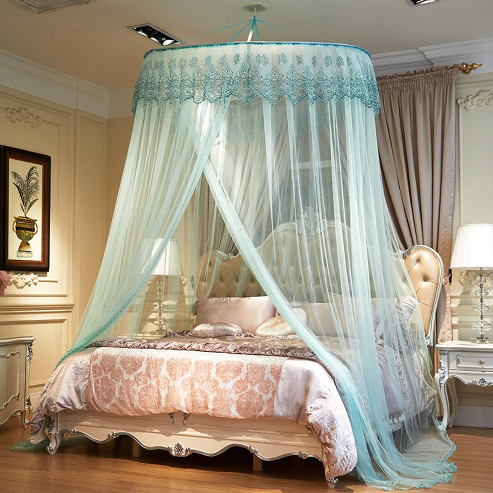 Princess Canopy Bed Curtain for Girls & Boys - Large Dome Hanging Bed Net Tent with Green Color, Perfect for Nursery Cribs, Bunk Beds, Reading Nooks & Kids Bedroom Decor