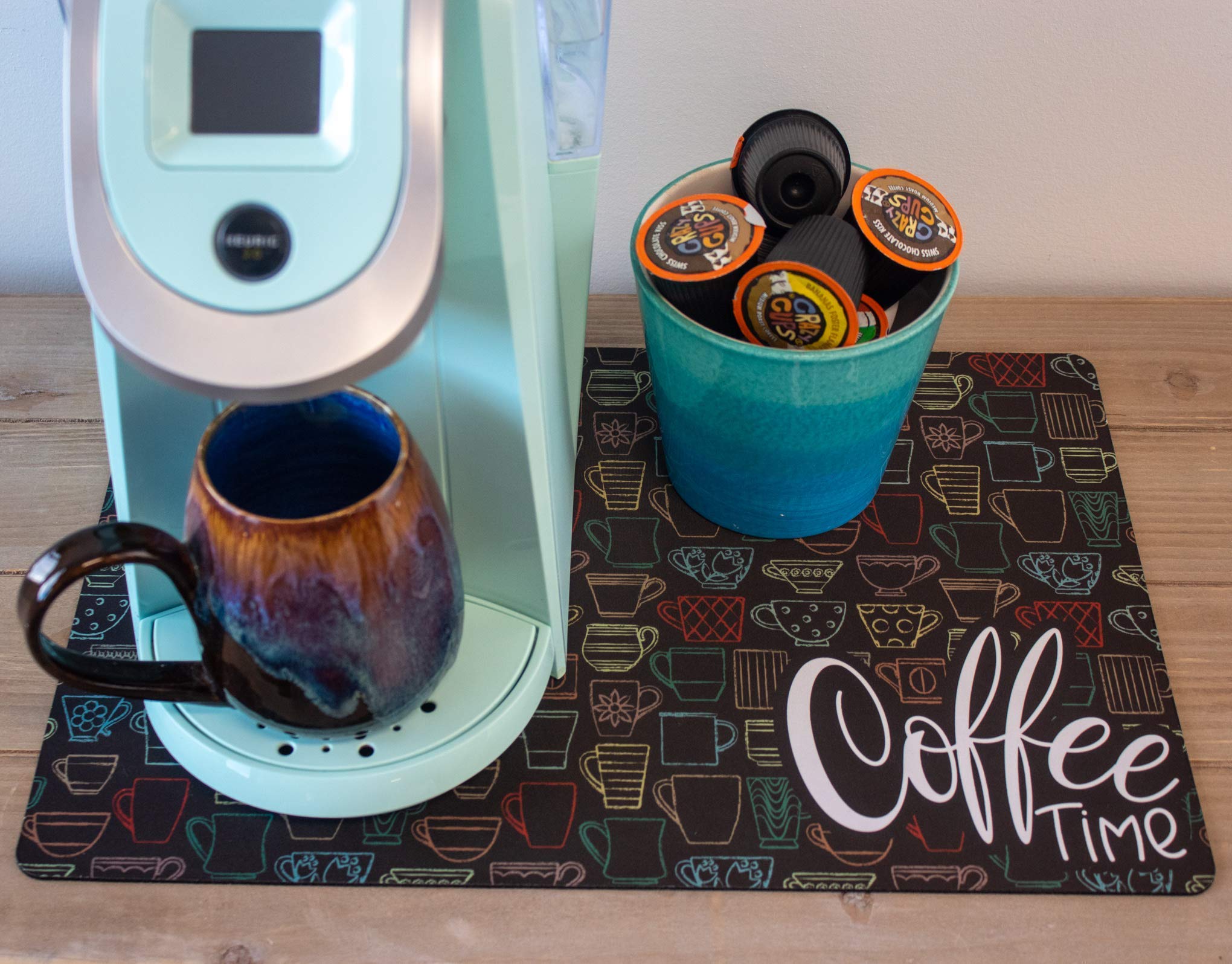 Premium Coffee Mat Placemat for Coffee Maker & Espresso Machine - 2 Sizes (12x18 & 15x20) - Washable, Non-Slip Spill Mat - USA Made - Perfect for Coffee Bars, Kitchen Countertops & Office Break Rooms