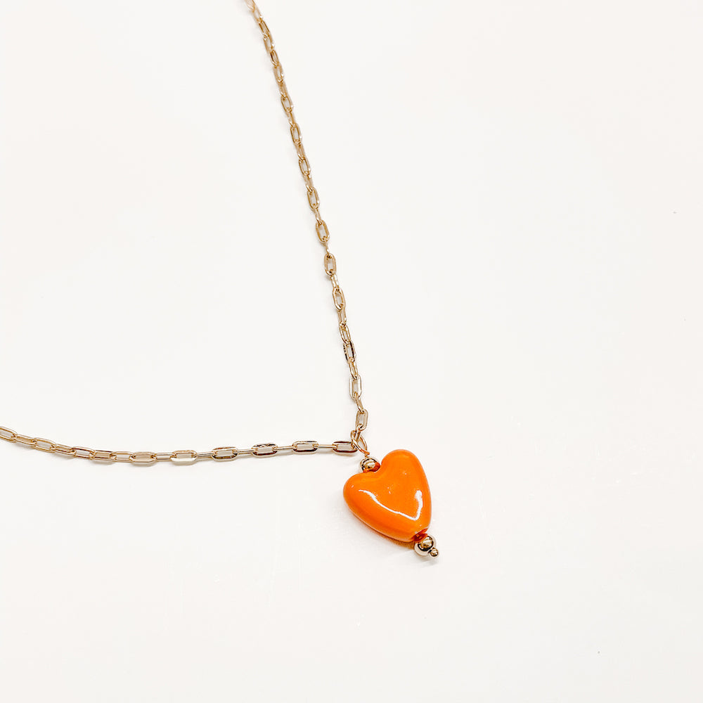 Love Actually Ceramic Pendant Necklace - Handmade Heart Charm Jewelry for Women, Romantic Gift for Her, Valentine's Day, Anniversary & Everyday Wear
