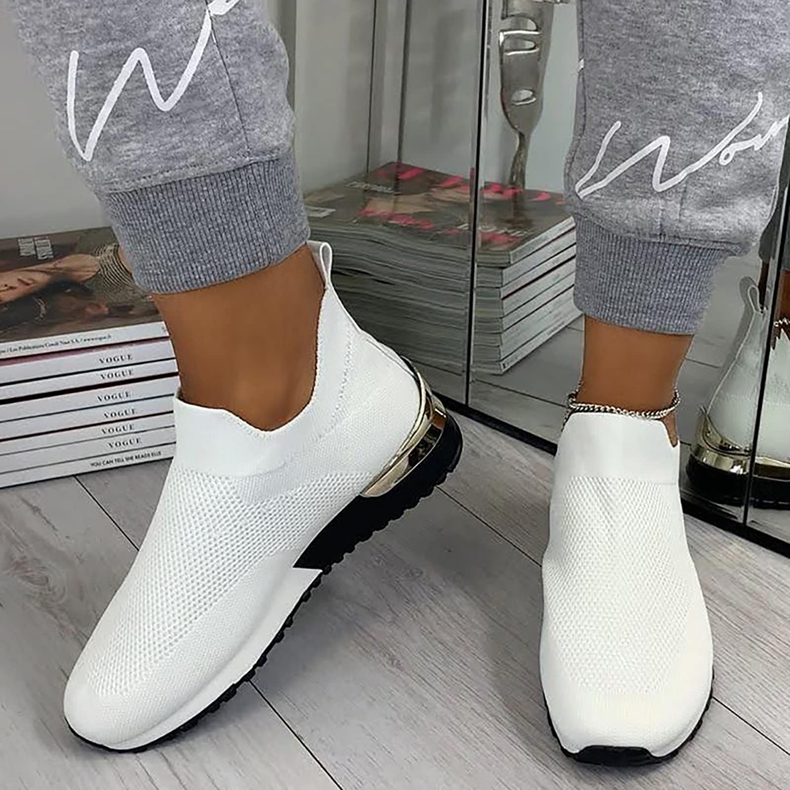 Women's Non-Slip Work Sneakers - Lightweight Breathable Athletic Shoes for Women - Perfect for Tennis, Work, Shopping & Travel